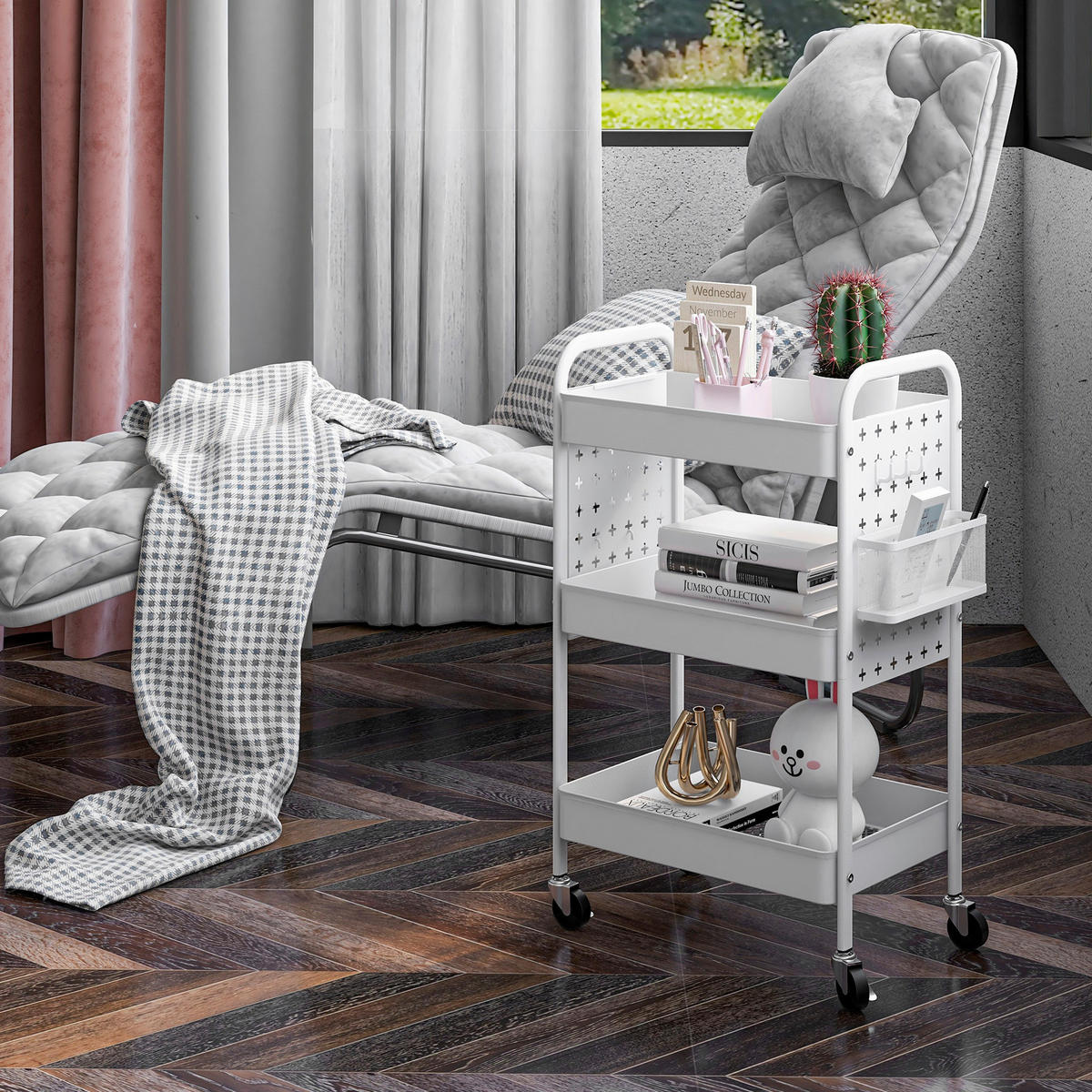 HOMCOM Küchenwagen weiß Edelstahl B/H/L: ca. 30,5x53,5x75 cm Küchenwagen - weiß (75,00/30,50/53,50cm) - HOMCOM