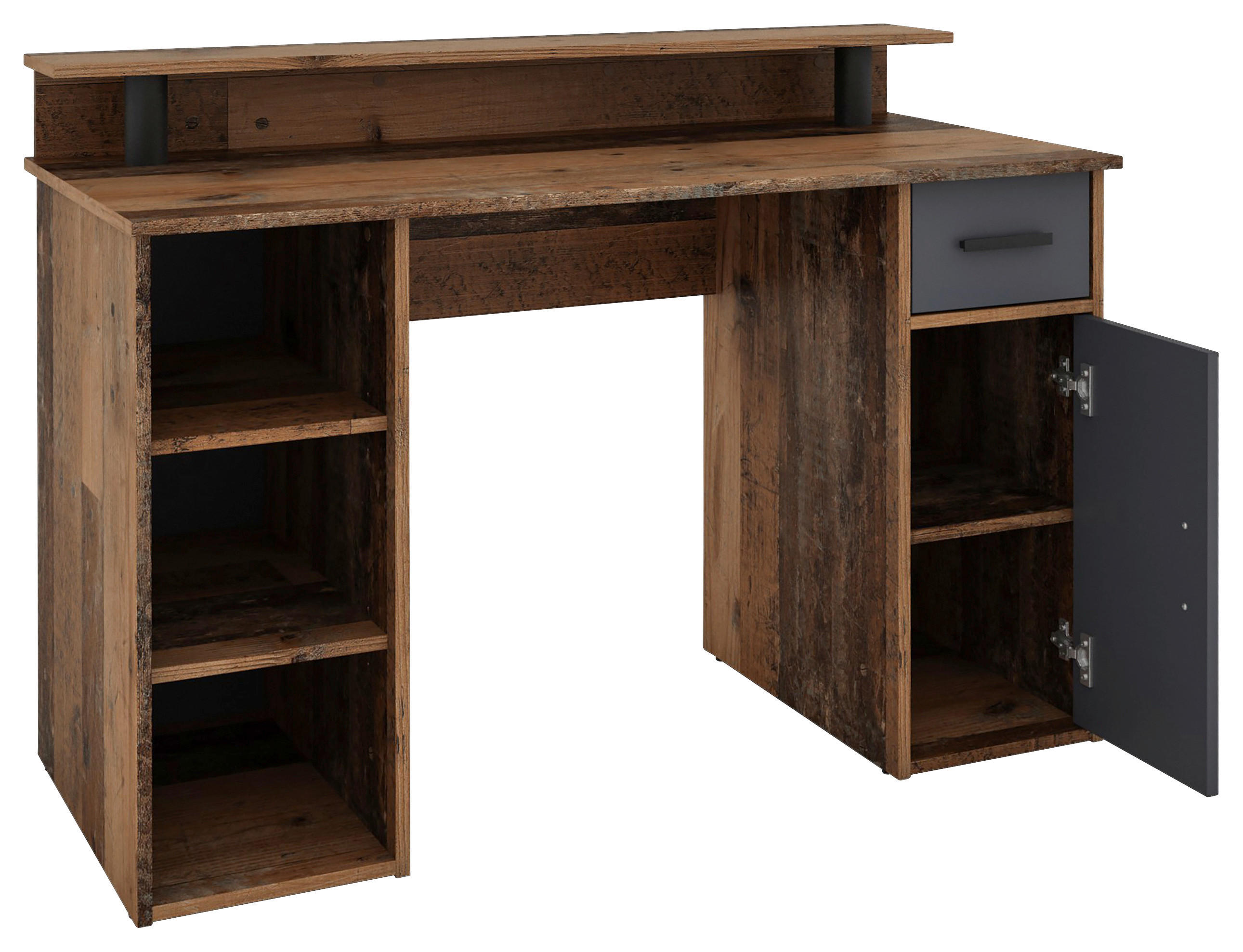 Schreibtisch DIEGO Eiche Old Wood Nachbildung anthrazit DIEGO - Eiche/anthrazit - byLIVING
