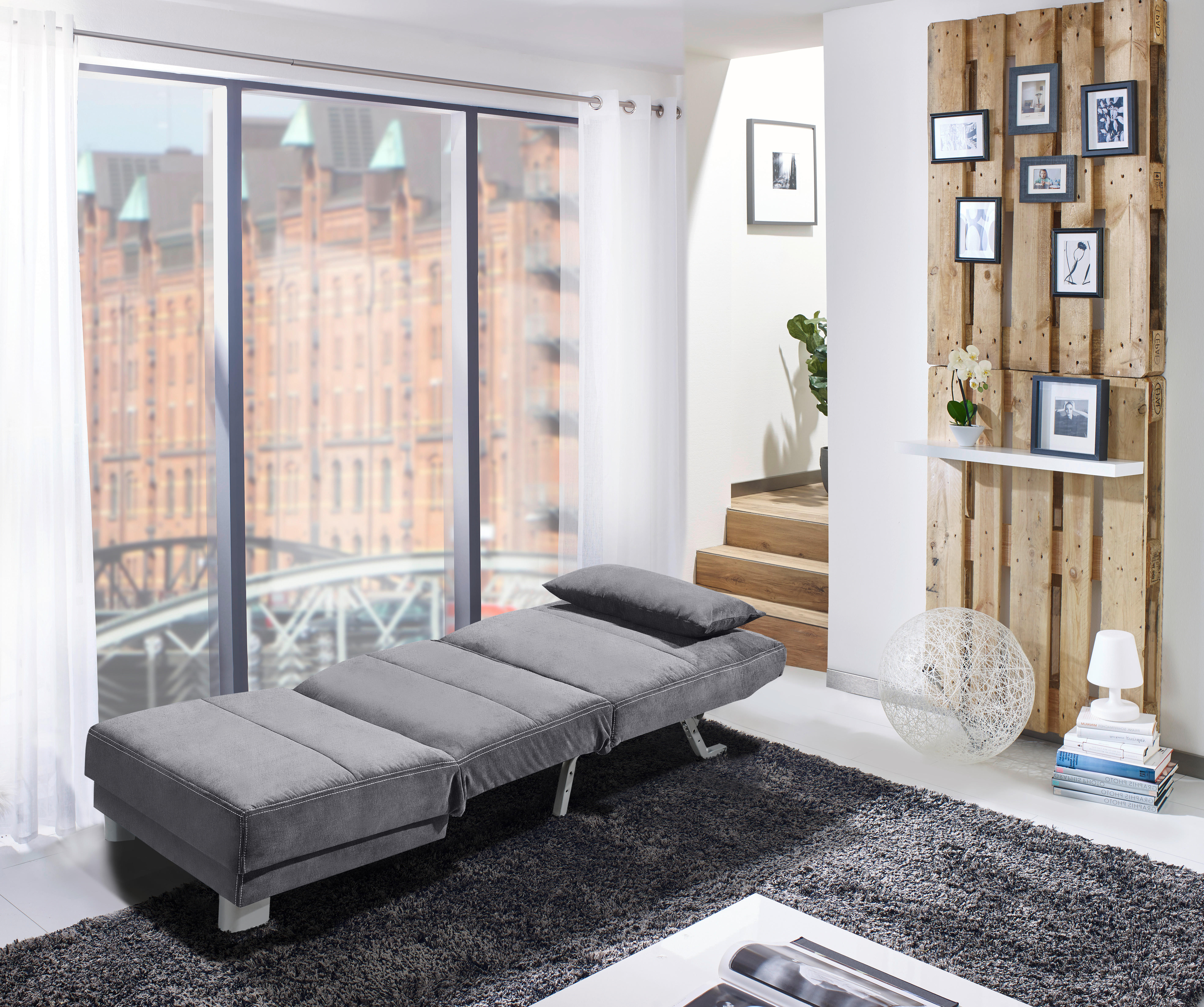 Thumbnail - Schlafsofa Gina grau B/H/T: ca. 80x86x95 cm