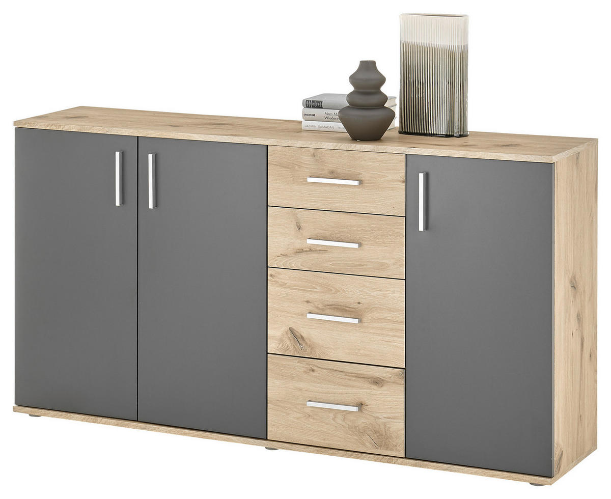 Kommode BC 1040 Eiche Viking Nachbildung dunkelgrau B/H/T: ca. 160x84x35 cm BC 1040 - dunkelgrau (160,00/84,00/35,00cm)