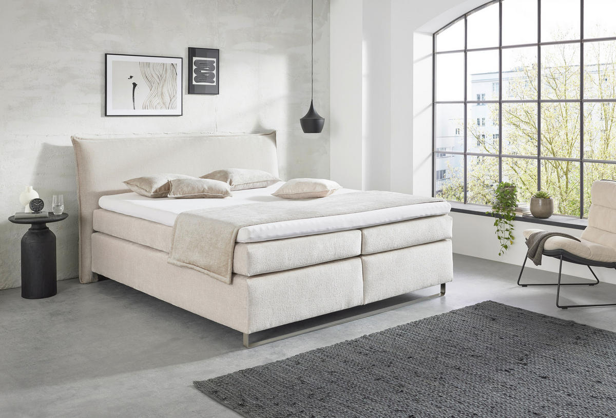 Boxspringbett Nairobi Vanilleblüte Liegefläche B/L: ca. 180x200 cm Nairobi - Chrom/Vanilleblüte (191,00/111,00/210,00cm)