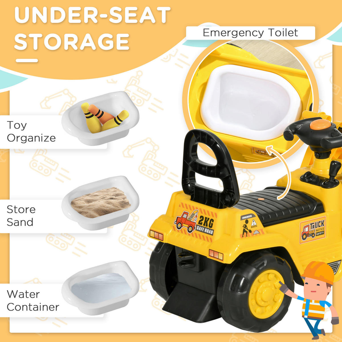 HOMCOM Trettraktor B/H/L: ca. 26,5x39x80 cm Trettraktor - (80,00/26,50/39,00cm) - HOMCOM