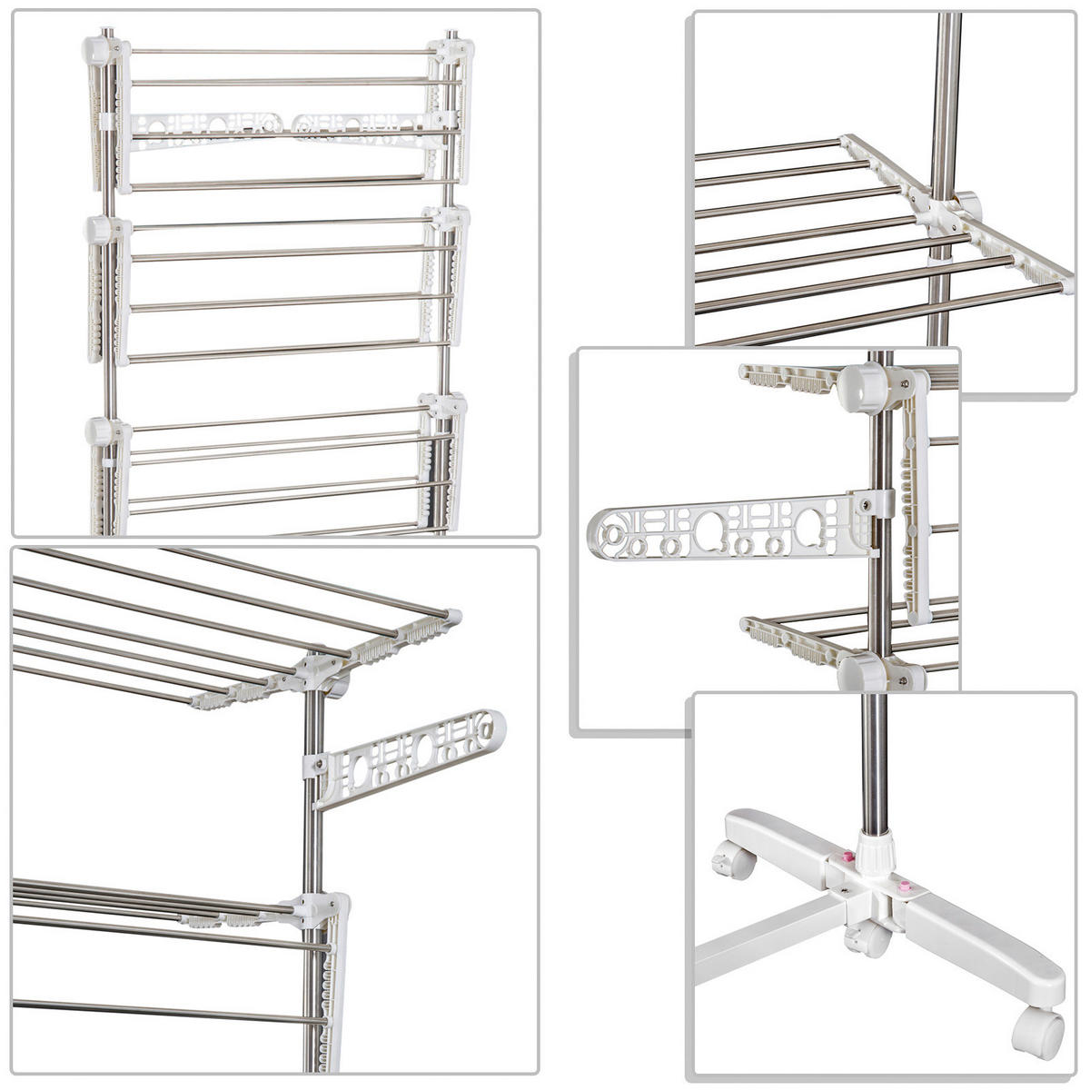HOMCOM Wäscheständer silber Wäscheständer_mobil - silber (142,00/55,00/172,00cm) - HOMCOM