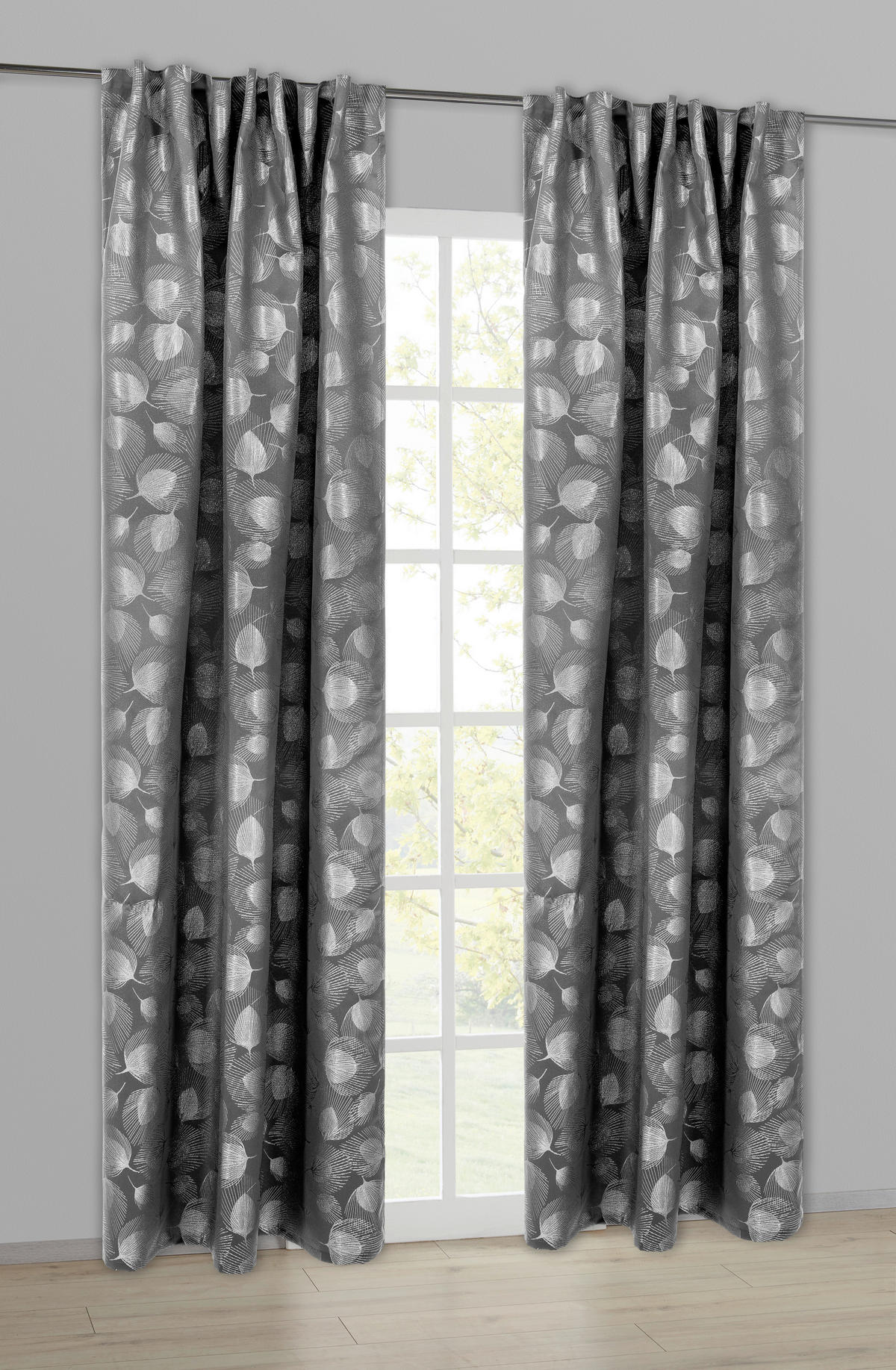 Kombivorhang Claudia grau B/L: ca. 140x245 cm Claudia - silber/grau (140,00/245,00cm)