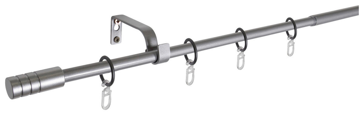 Gardinenstange silber Metall ausziehbar von ca. 120 bis 210 cm 1.0 Läufe Gardinenstange_Rillcube - silber