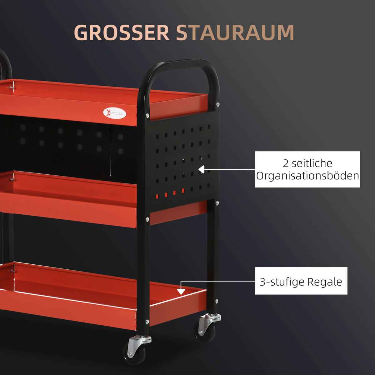 Werkstatt-Zubehör rot B/H/L: ca. 35x75x80 cm Werkstatt-Rollwagen - rot (80,00/35,00/75,00cm) - DURHAND
