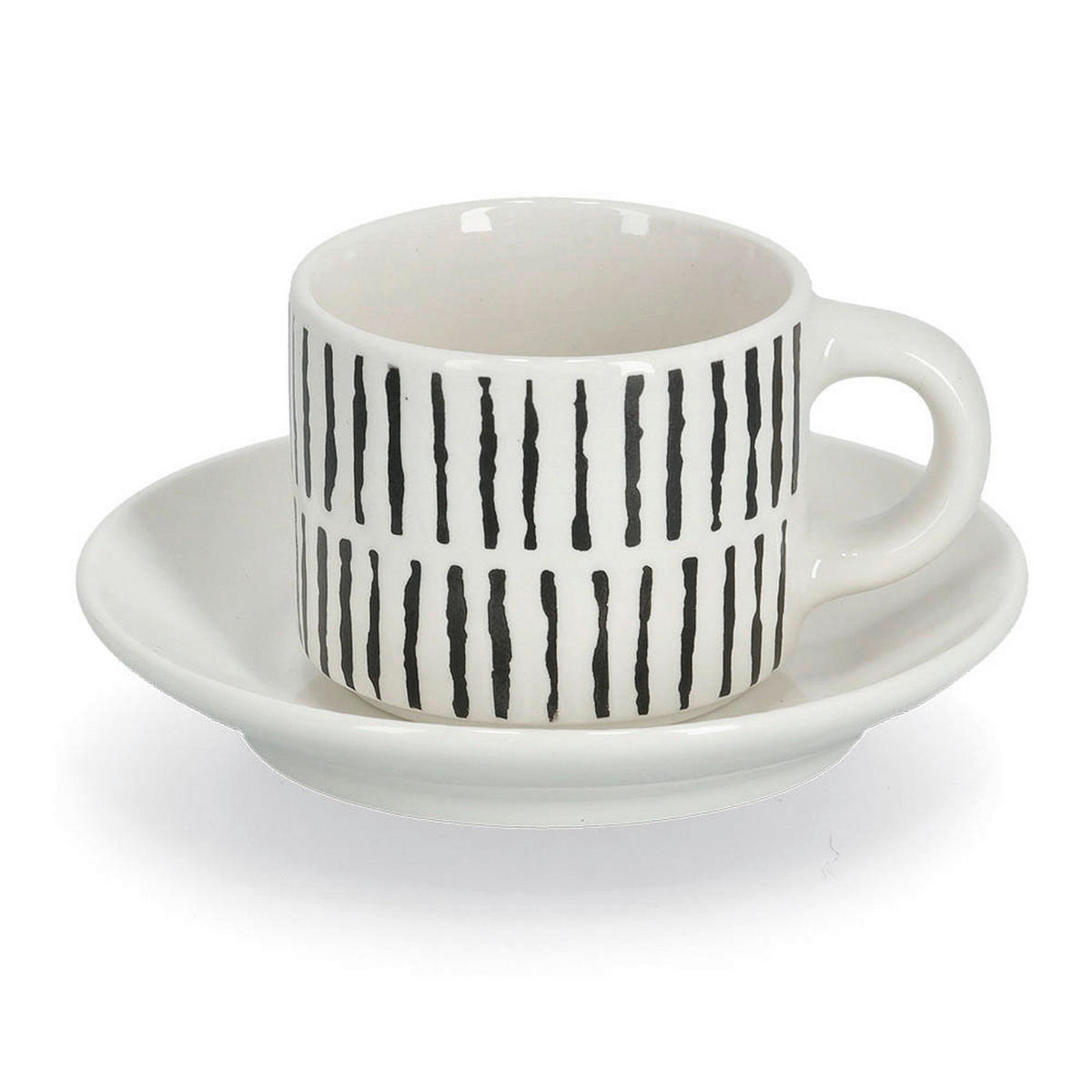 Zeller Espresso-Set schwarz Keramik Espresso-Set_8-tlg. - weiß/schwarz (265,00/125,00/7,00cm) - Zeller