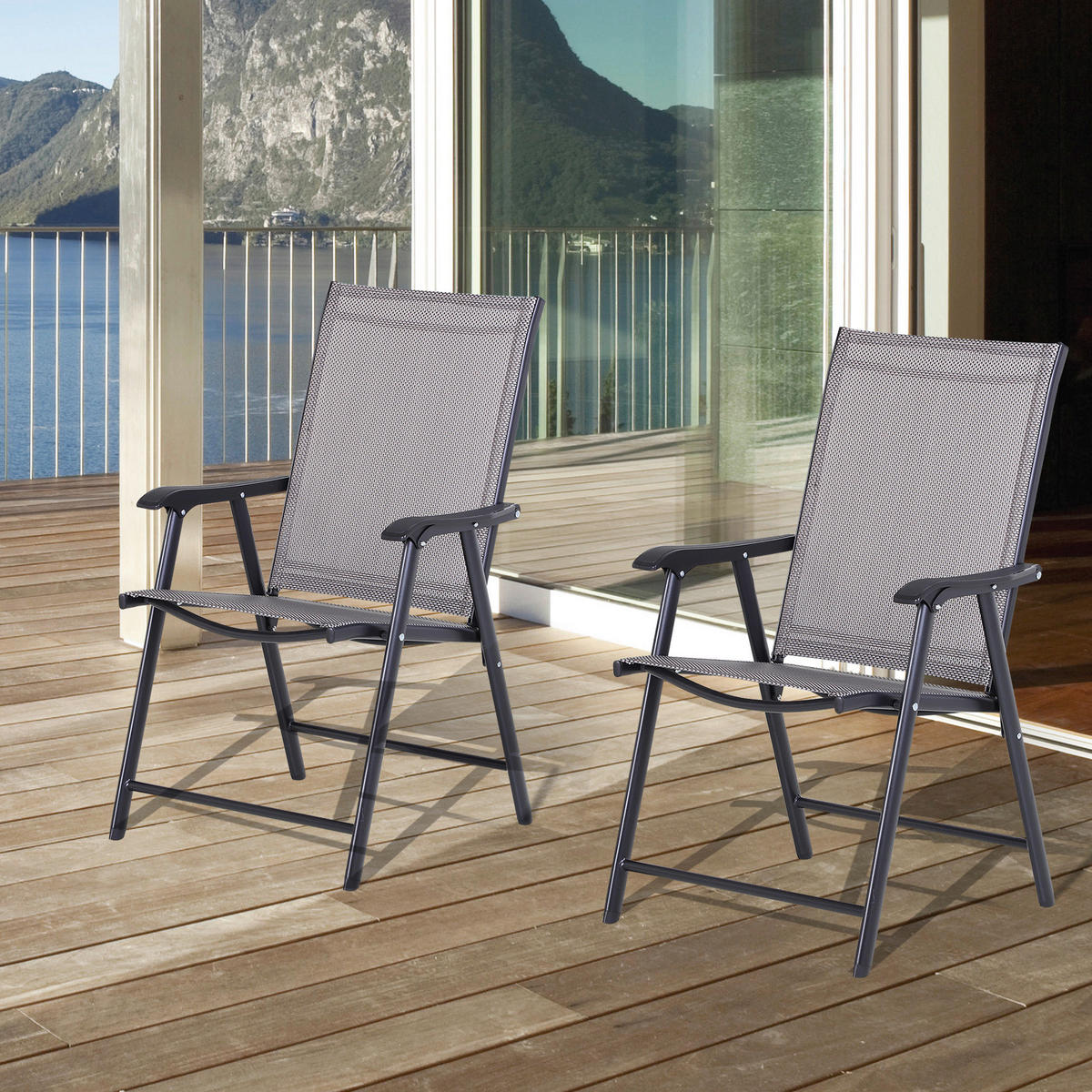 Outsunny Campingstuhl grau Metall B/H/T: ca. 58x94x64 cm Campingstuhl - grau (58,00/94,00/64,00cm) - Outsunny