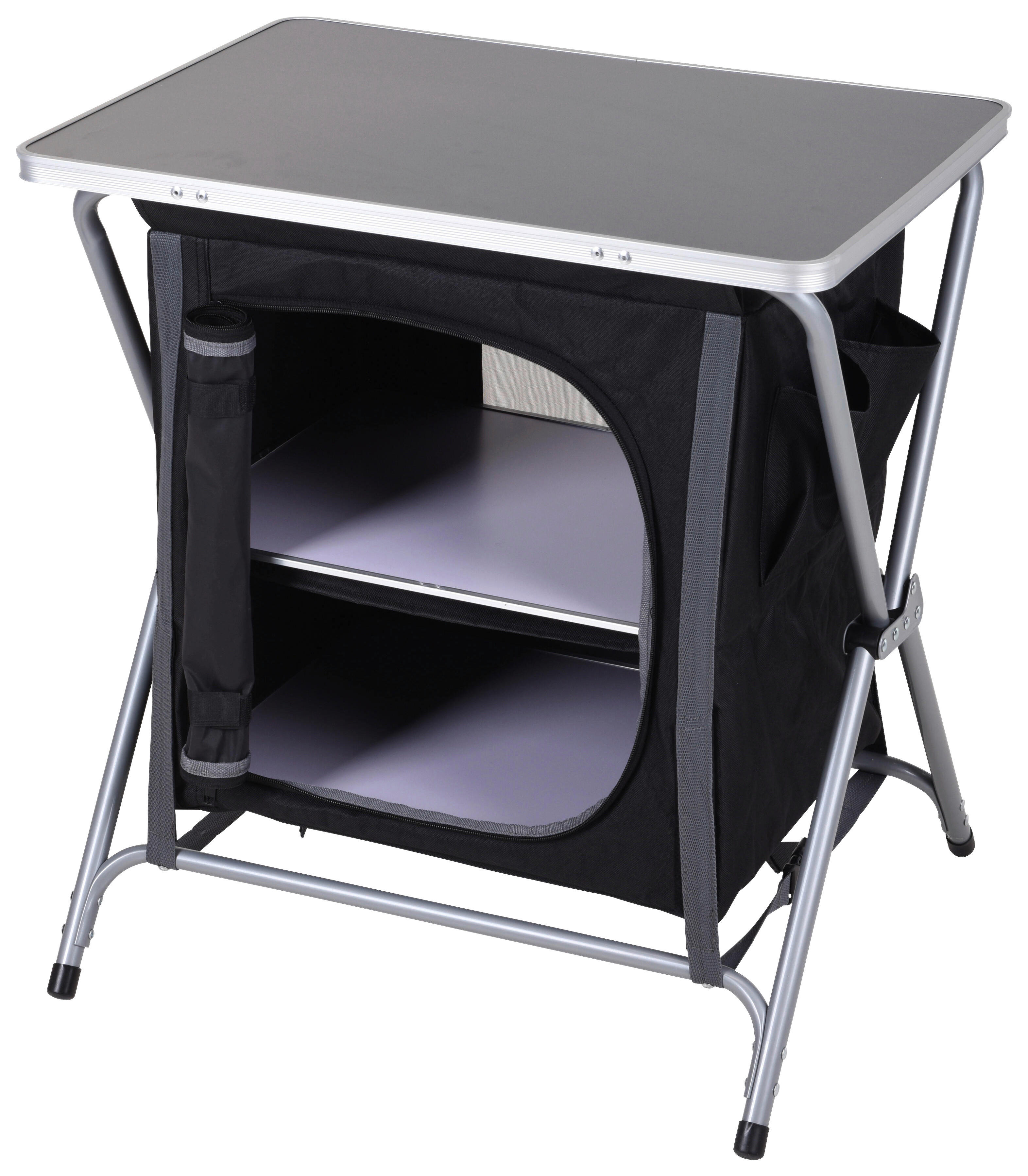 Camping Tischset schwarz Stahl B/H/L: ca. 62,5x12x48,5 cm Campingtisch-/Schrank_faltbar - schwarz (48,50/62,50/12,00cm)