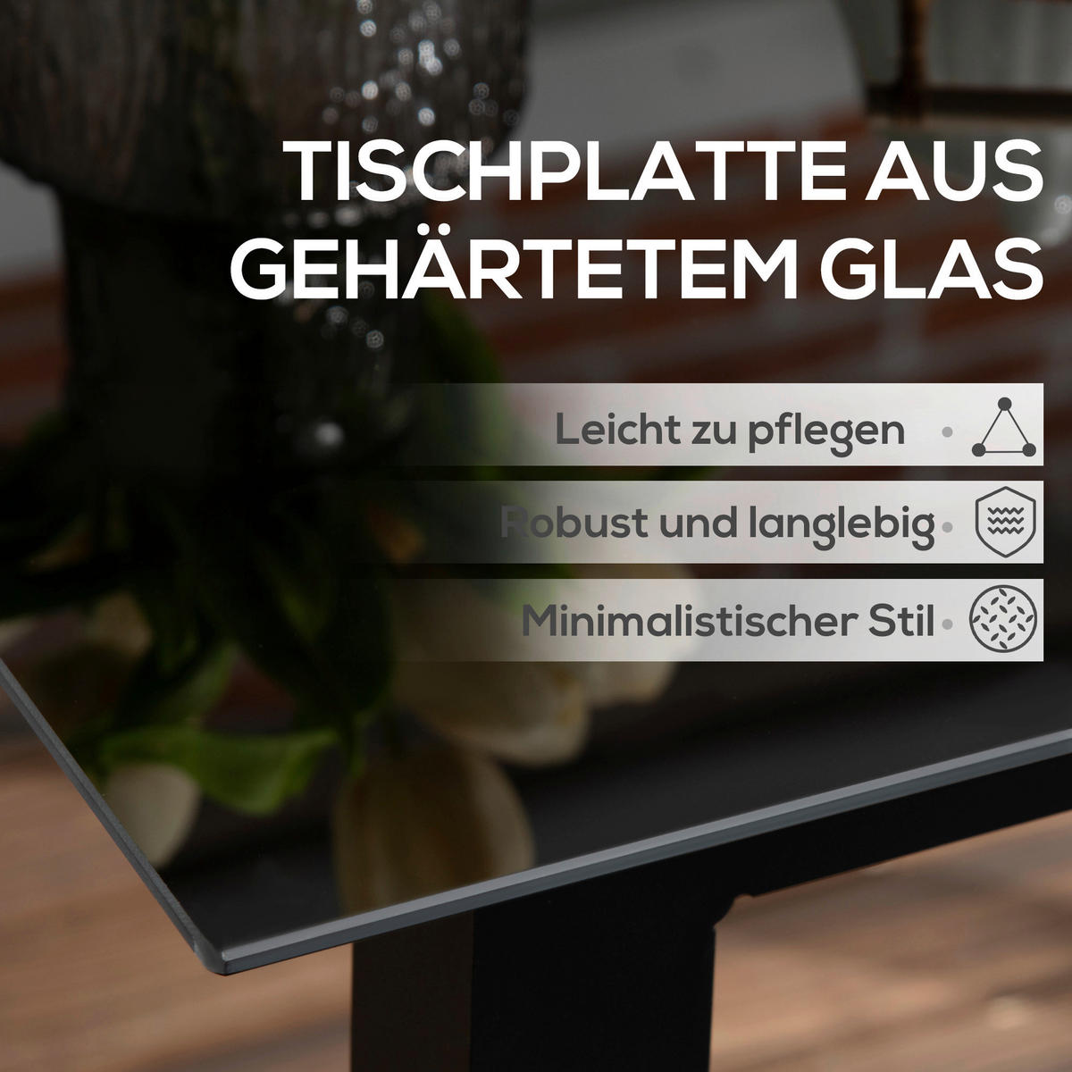 Outsunny Gartentisch schwarz Aluminium B/H/L: ca. 80x80x74 cm Gartentisch - schwarz (74,00/80,00/80,00cm) - Outsunny