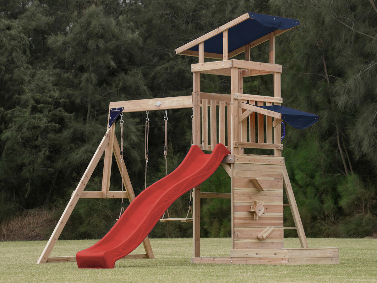 AXI Spielturm Malik rot B/H/L: ca. 345x270x336 cm Malik - braun/rot (336,00/345,00/270,00cm) - AXI