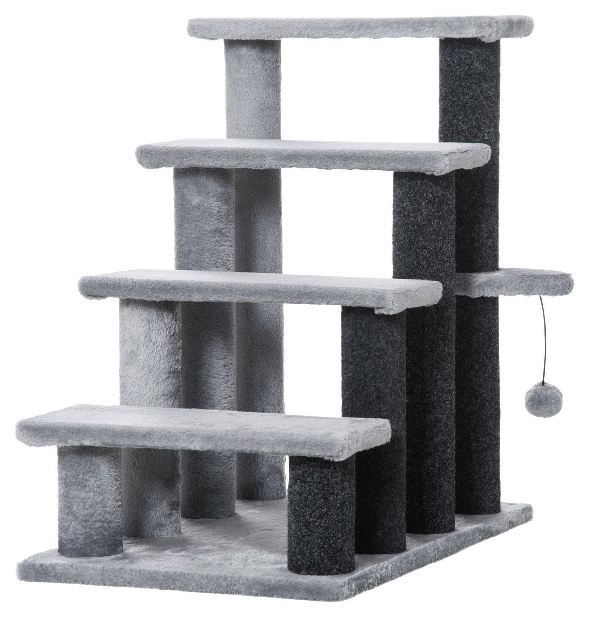 PawHut 4-stufige Haustiertreppe m. Ball grau Polypropylen B/H/L: ca. 40x60x64 cm Haustiertreppe - grau (64,00/40,00/60,00cm) - PawHut