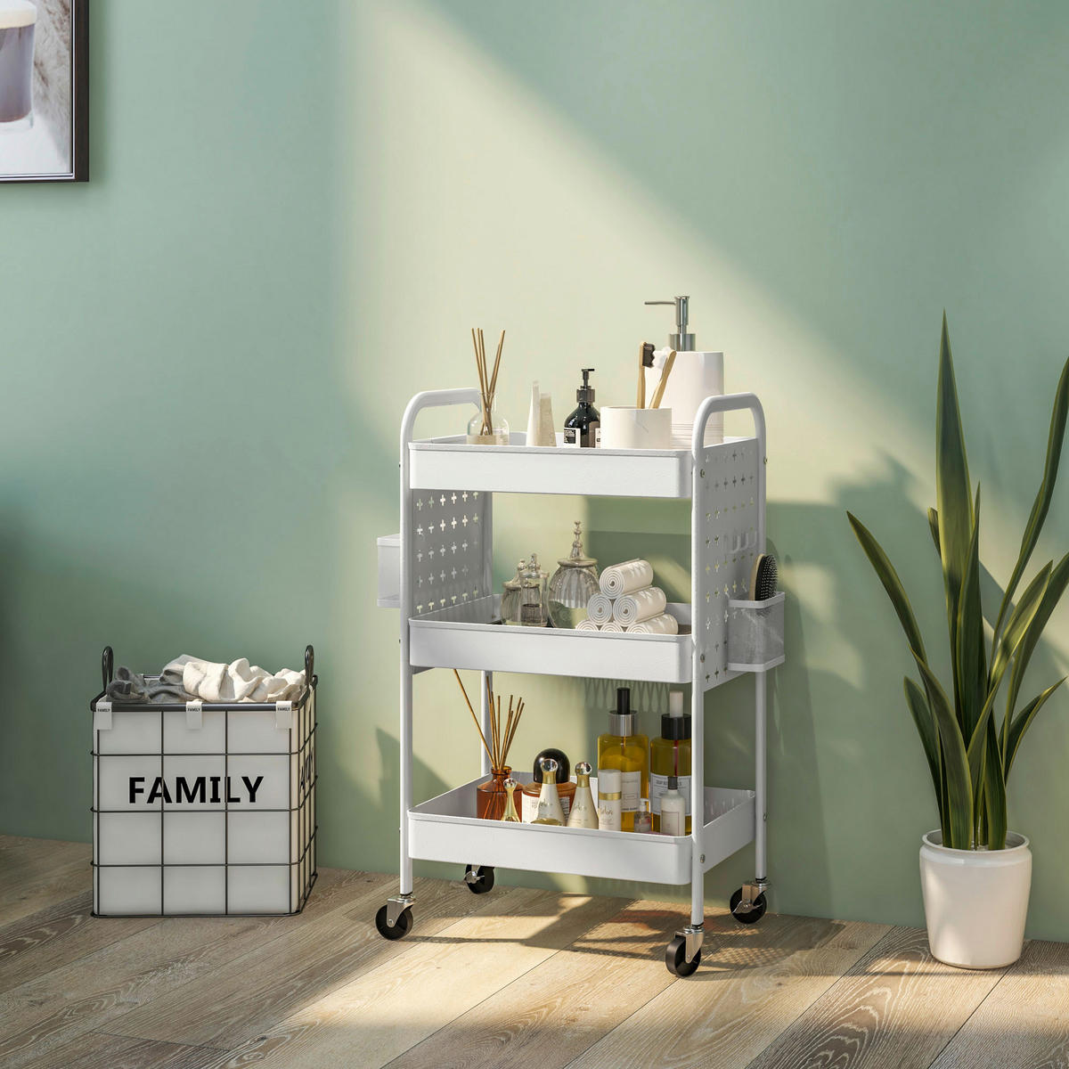 HOMCOM Küchenwagen weiß Edelstahl B/H/L: ca. 30,5x53,5x75 cm Küchenwagen - weiß (75,00/30,50/53,50cm) - HOMCOM