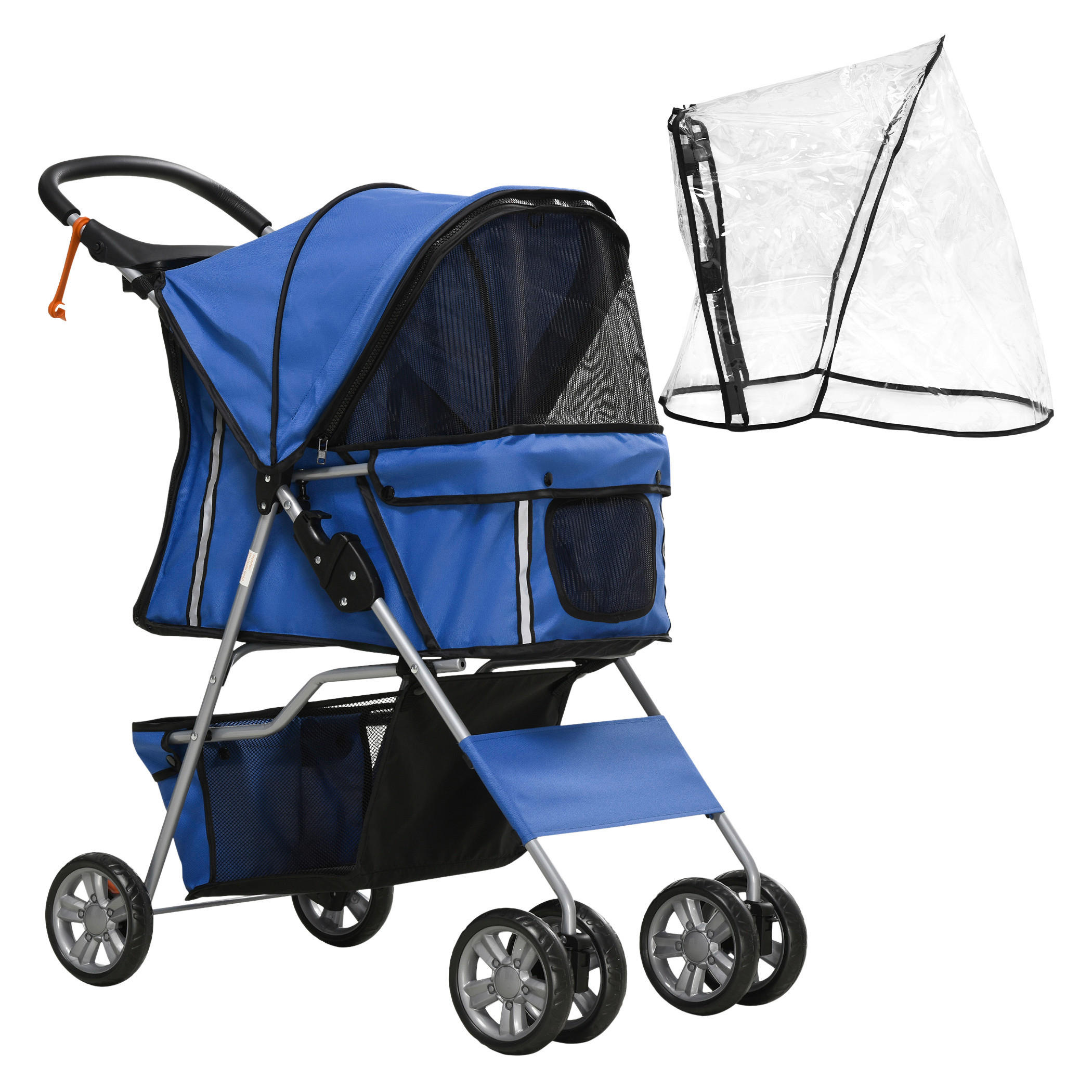 PawHut Hunde-Zubehör blau Edelstahl B/H/L: ca. 45x75x97 cm Hundebuggy - blau (97,00/45,00/75,00cm) - PawHut