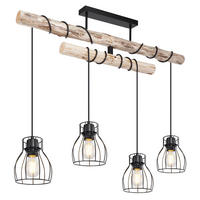 GLOBO Deckenleuchte 15326-4D Mina schwarz natur Metall Holz B/H/T: ca. 90x100x14 cm E27 4 Brennstellen Mina - natur/schwarz (90,00/100,00/14,00cm) - GLOBO