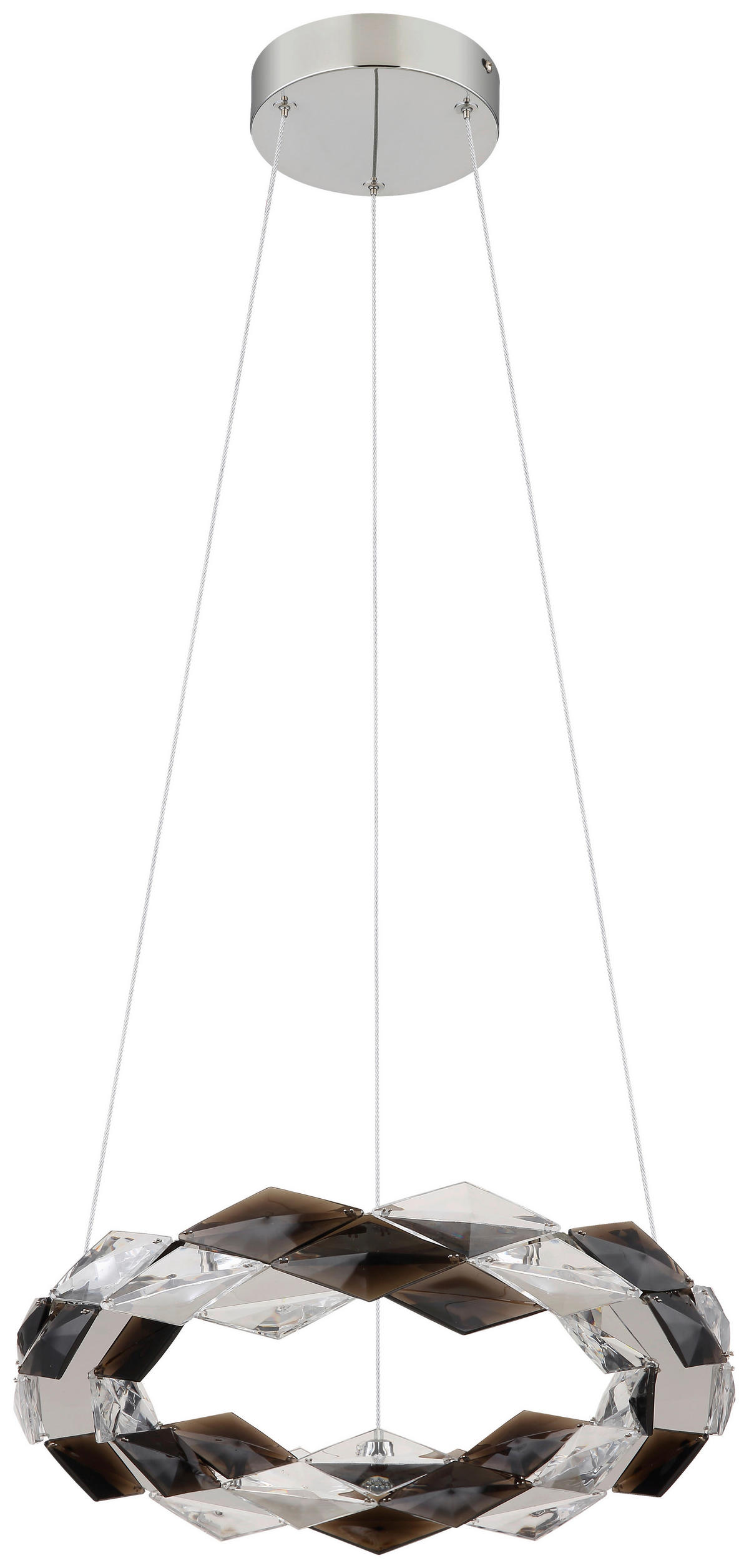 GLOBO LED-Pendelleuchte Rauch Chrom transparent Metall Acryl H/D: ca. 130x37 cm KARILION - Rauch/Chrom (37,00/130,00cm) - GLOBO