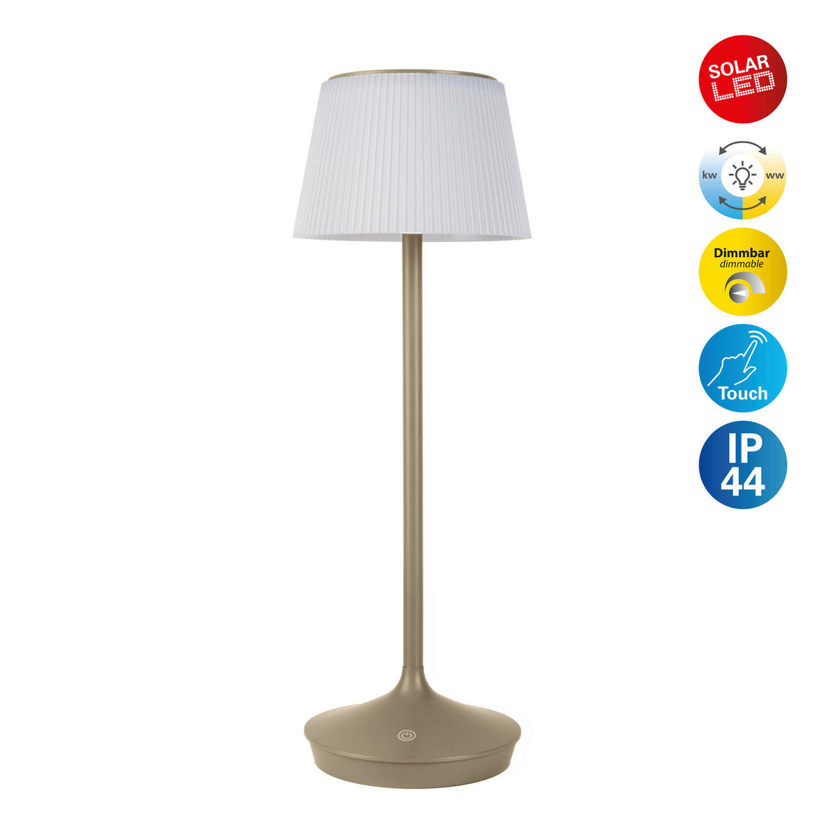 LED-Solar-Tischleuchte beige Kunststoff Metall B/H/T/D: ca. 13x38x13x13 cm EMMI - beige (13,00/38,00/13,00cm) - Näve Leuchten
