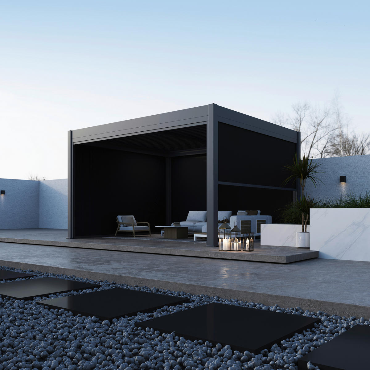 Paragon Outdoor Seitenteil für Pergola Grand Tuscan grau Aluminium B/H: ca. 403x237 cm Grand Tuscan - grau (403,00/237,00cm) - Paragon Outdoor