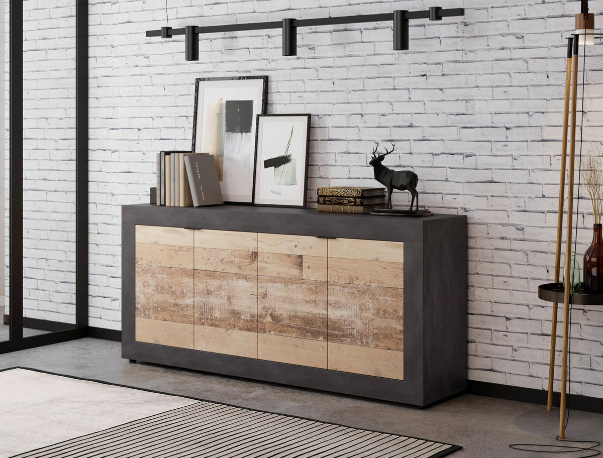 Kommode LUNEA Eiche Marmor Nachbildung Eiche Old Wood hell Nachbildung B/H/T: ca. 180x86x41,7 cm LUNEA - Eiche (180,00/86,00/41,70cm) - WIPMEB