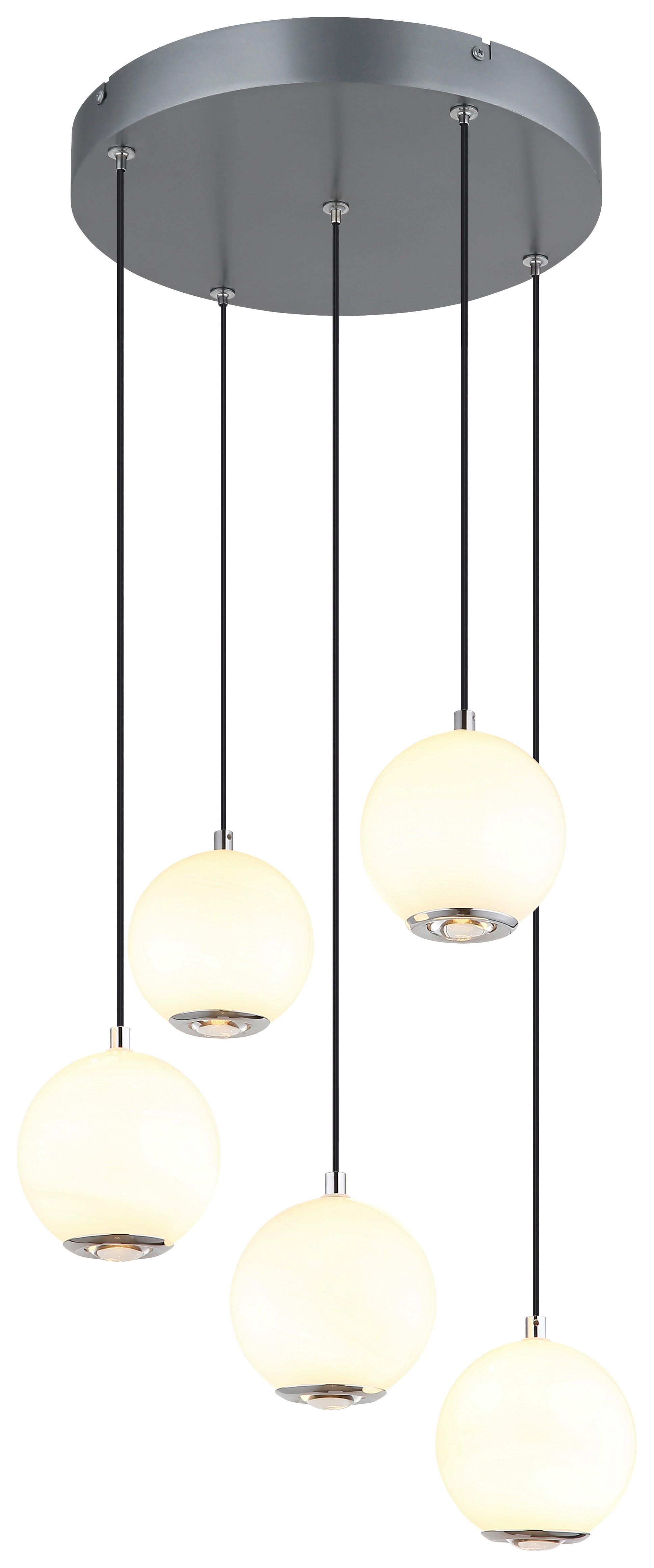 GLOBO Pendelleuchte Opal grau Metall Glas H/D: ca. 150x39 cm 1.0 Brennstellen Simmons - Opal/grau (39,00/150,00cm) - GLOBO