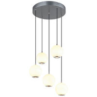 GLOBO Pendelleuchte Opal grau Metall Glas H/D: ca. 150x39 cm 1.0 Brennstellen Simmons - Opal/grau (39,00/150,00cm) - GLOBO