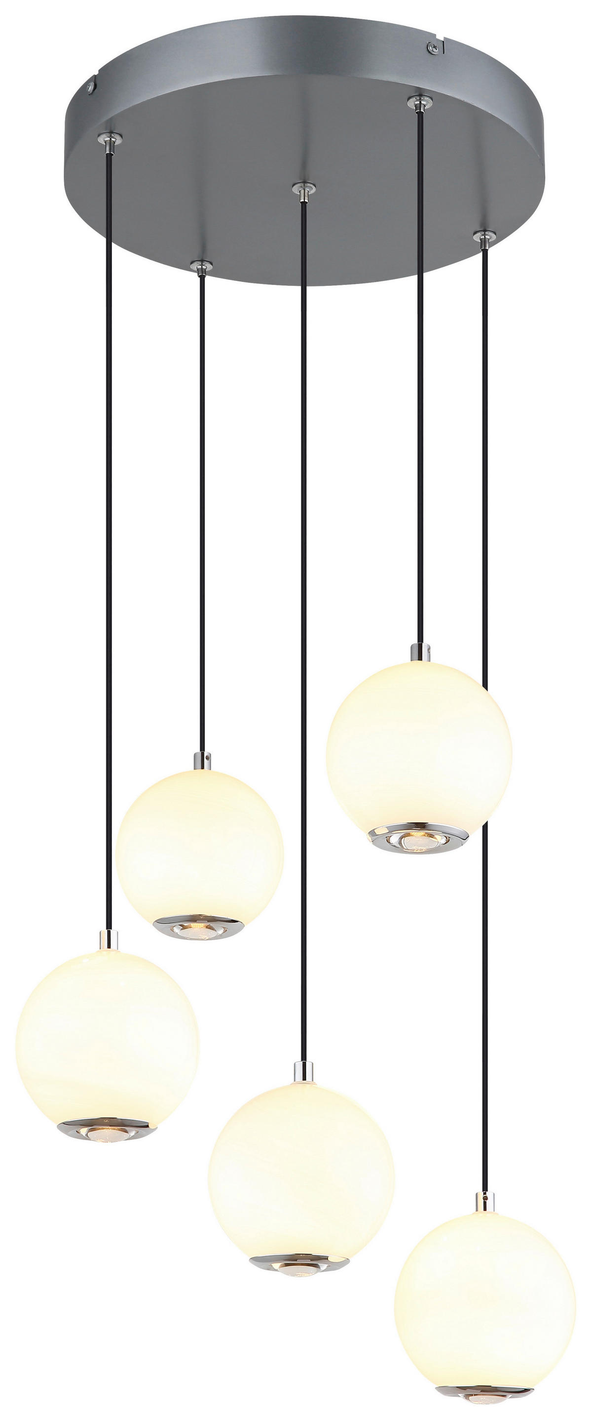 GLOBO Pendelleuchte Opal grau Metall Glas H/D: ca. 150x39 cm 1.0 Brennstellen Simmons - Opal/grau (39,00/150,00cm) - GLOBO