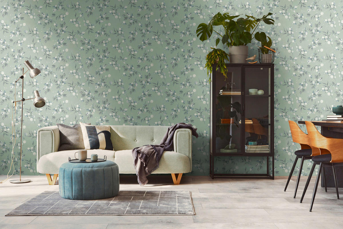 A.S.Creation Vliestapete grün blau grau B/H/D: ca. 53x1005x7,6 cm Vliestapete - blau/grün (7,60/1005,00cm) - A.S.Creation