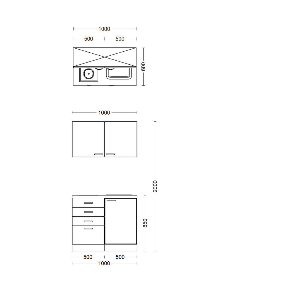 Thumbnail - Flex-Well Küchenblock Morena Basalt matt B/H/T: ca. 100x200x60 cm
