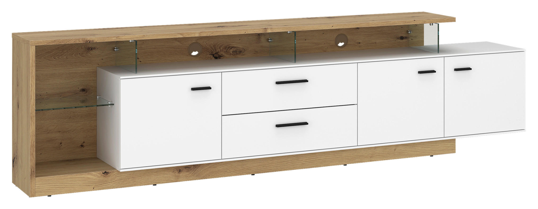 TV-Lowboard Covelo Eiche Artisan Oak Nachbildung weiß B/H/T: ca. 236x66x40 cm Covelo - Eiche/weiß (236,00/66,00/40,00cm)