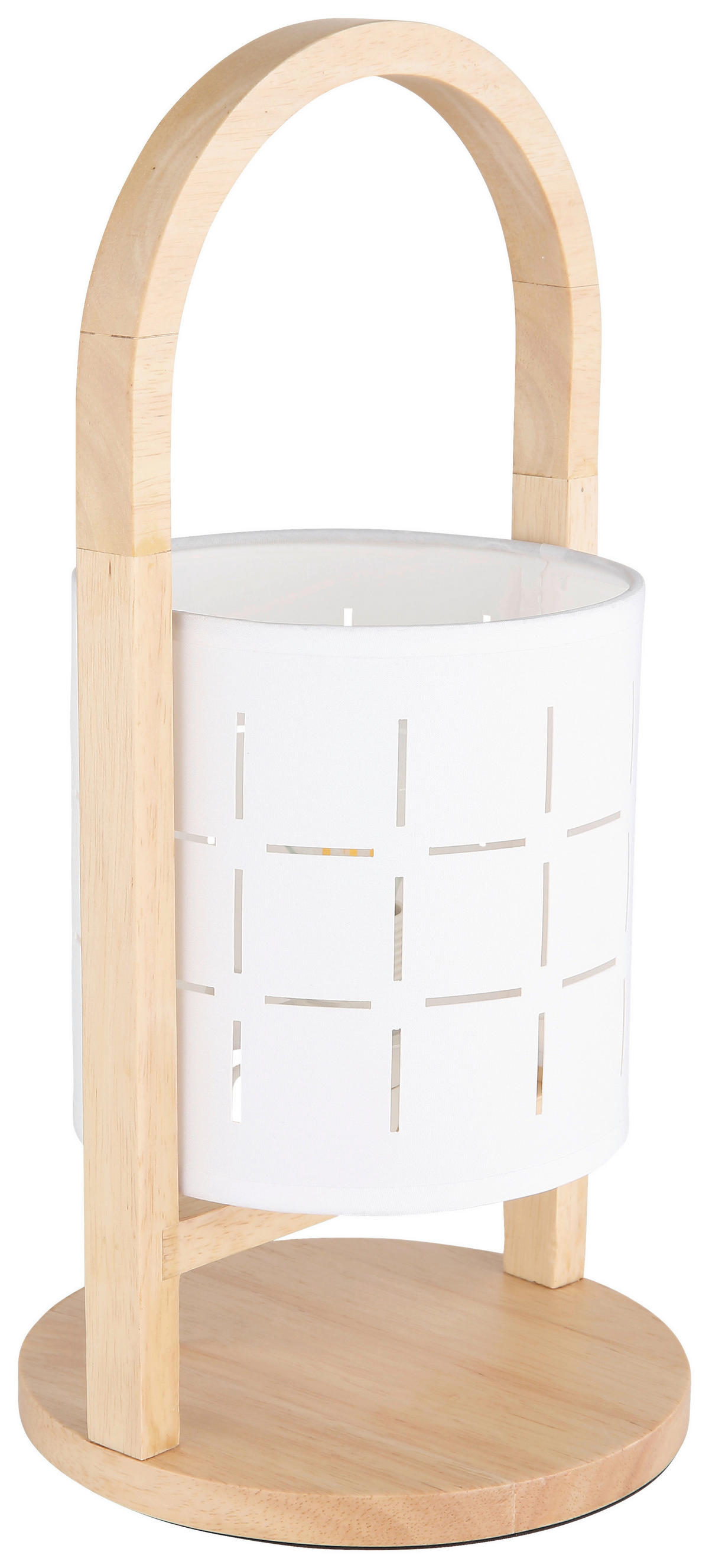 GLOBO Tischleuchte natur weiß Textil Holz H/D: ca. 33x16 cm E14 1 Brennstellen NINJA - weiß/natur (16,00/33,00cm) - GLOBO