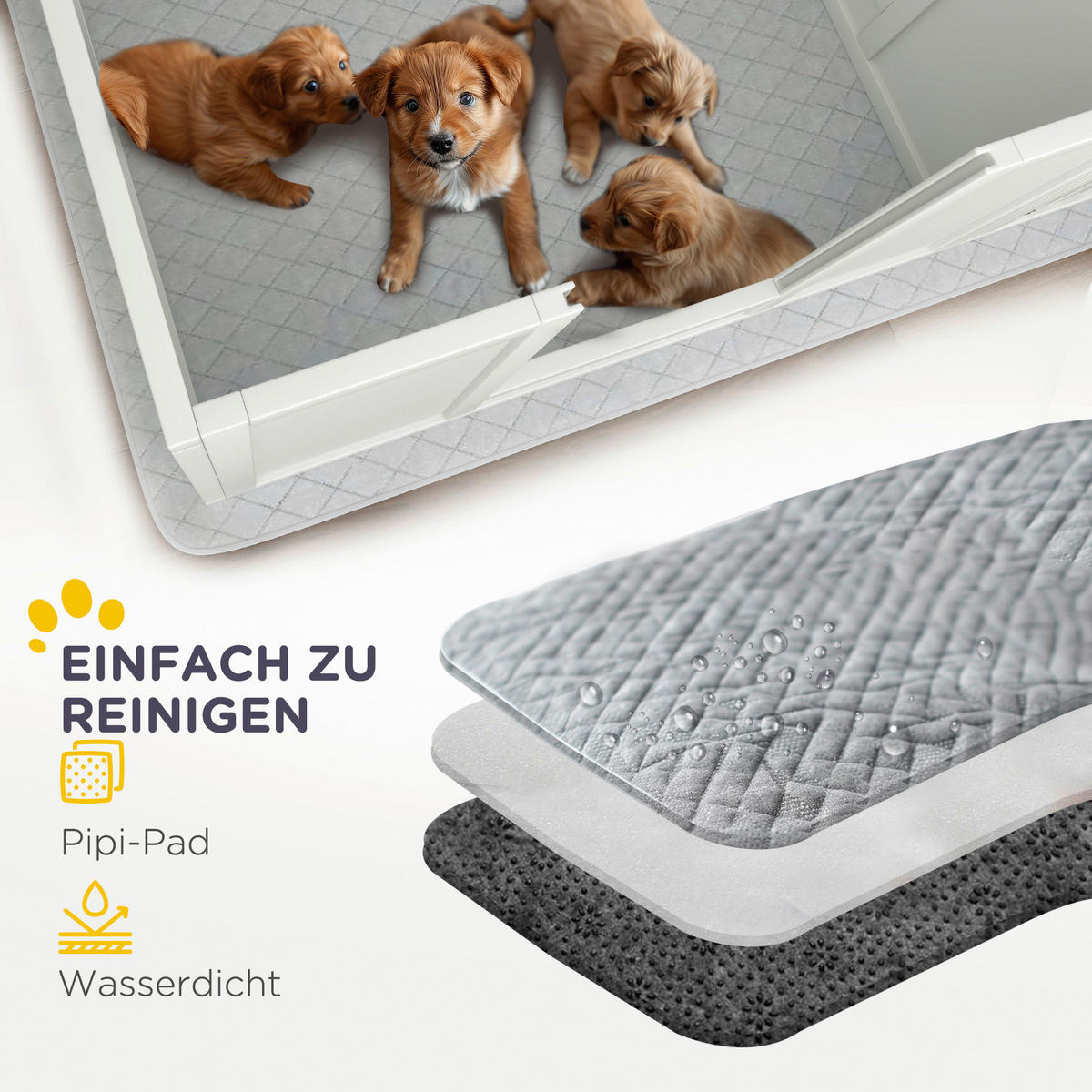 PawHut Welpen-Wurfkiste weiß MDF B/H/L: ca. 80x50x166 cm Welpen-Wurfkiste - weiß (166,00/80,00/50,00cm) - PawHut