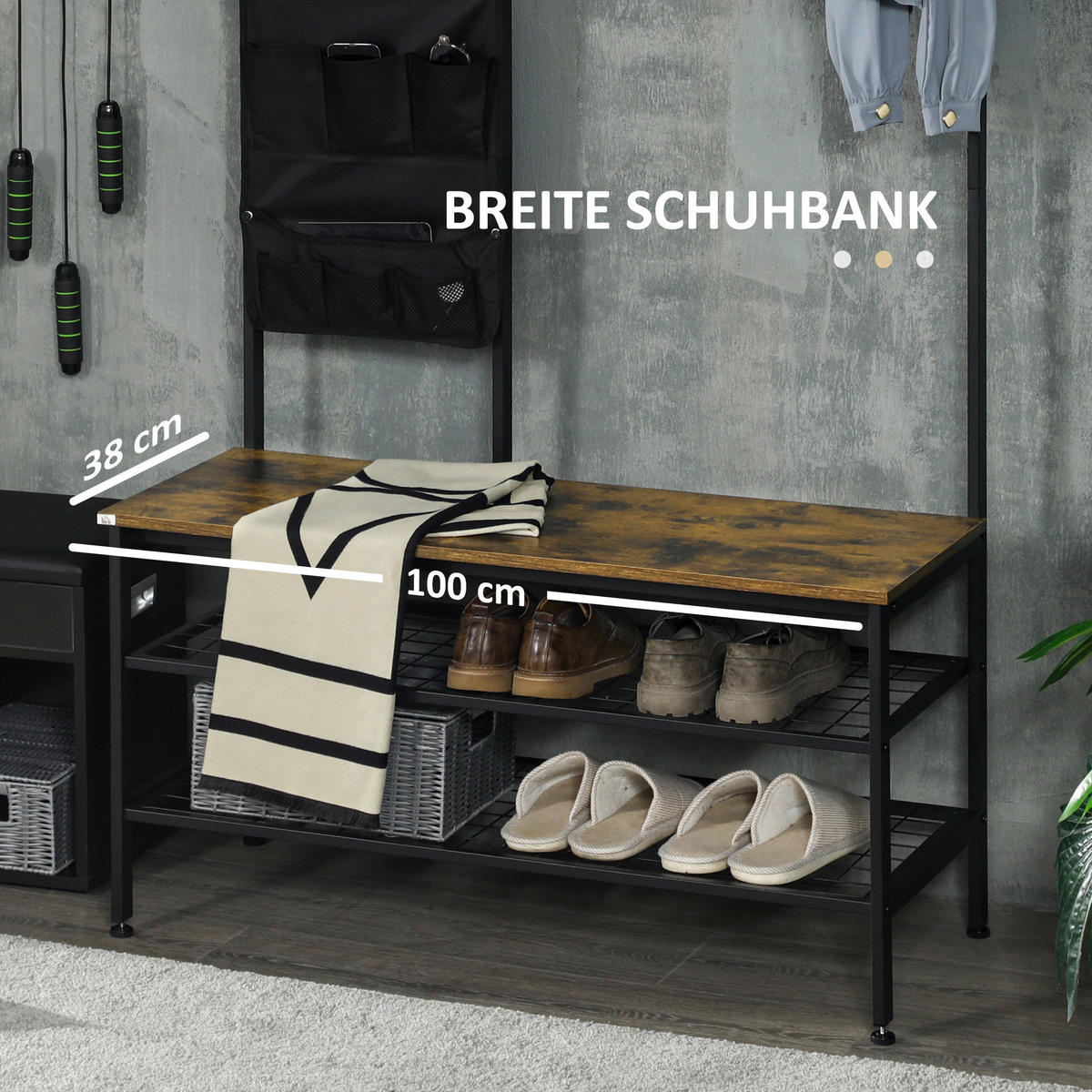 HOMCOM Garderobe braun Spanplatte B/H/L: ca. 40x100x185 cm Garderobenmodul - braun (185,00/40,00/100,00cm) - HOMCOM