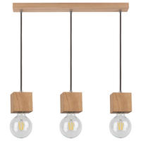SPOT Light Pendelleuchte anthrazit Eiche B/H/L: ca. 8x110x52 cm E27 3 Brennstellen Trongo Square - anthrazit (52,00/8,00/110,00cm) - SPOT Light
