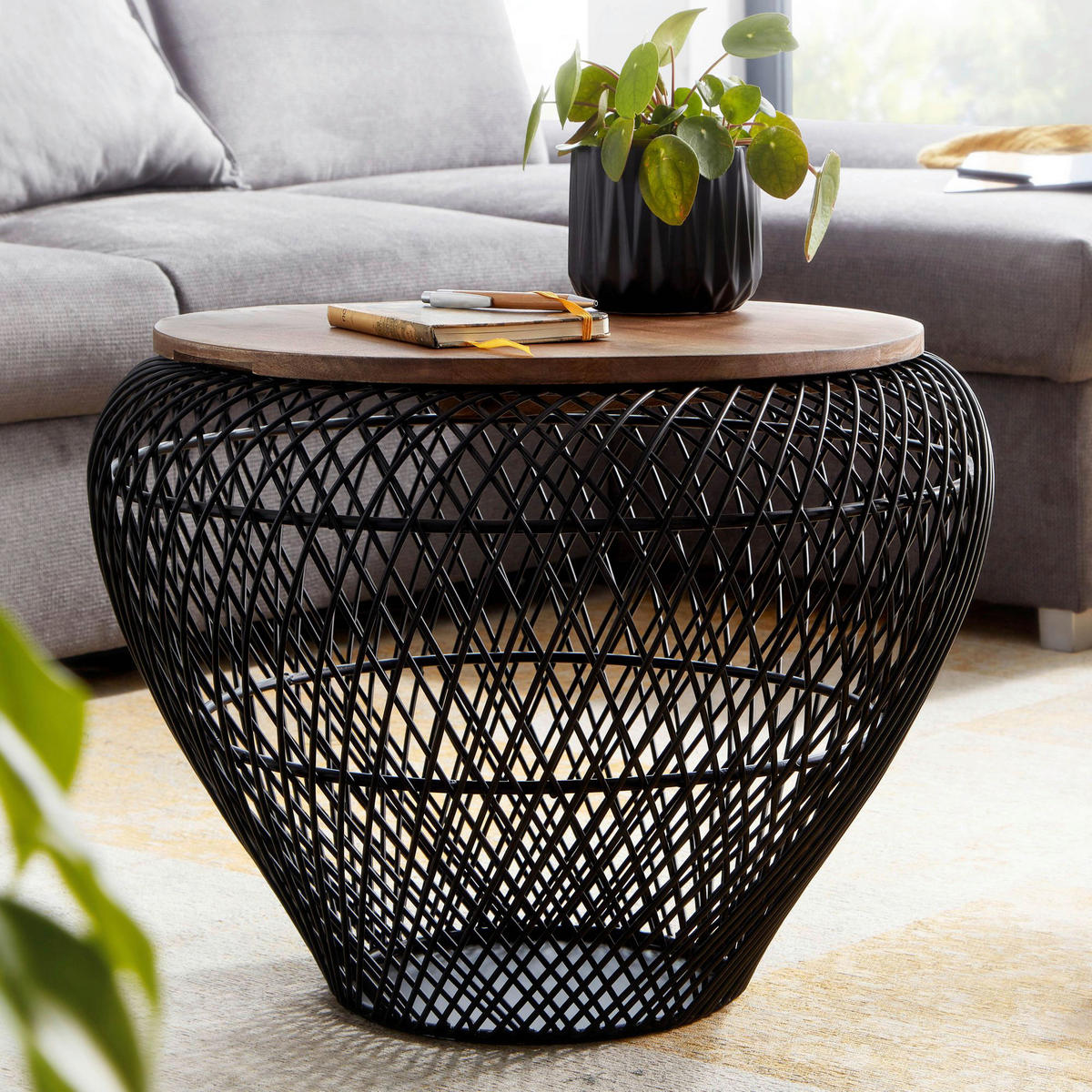Couchtisch schwarz B/H/T: ca. 60x45x60 cm Couchtisch - schwarz (60,00/45,00/60,00cm) - Wohnling