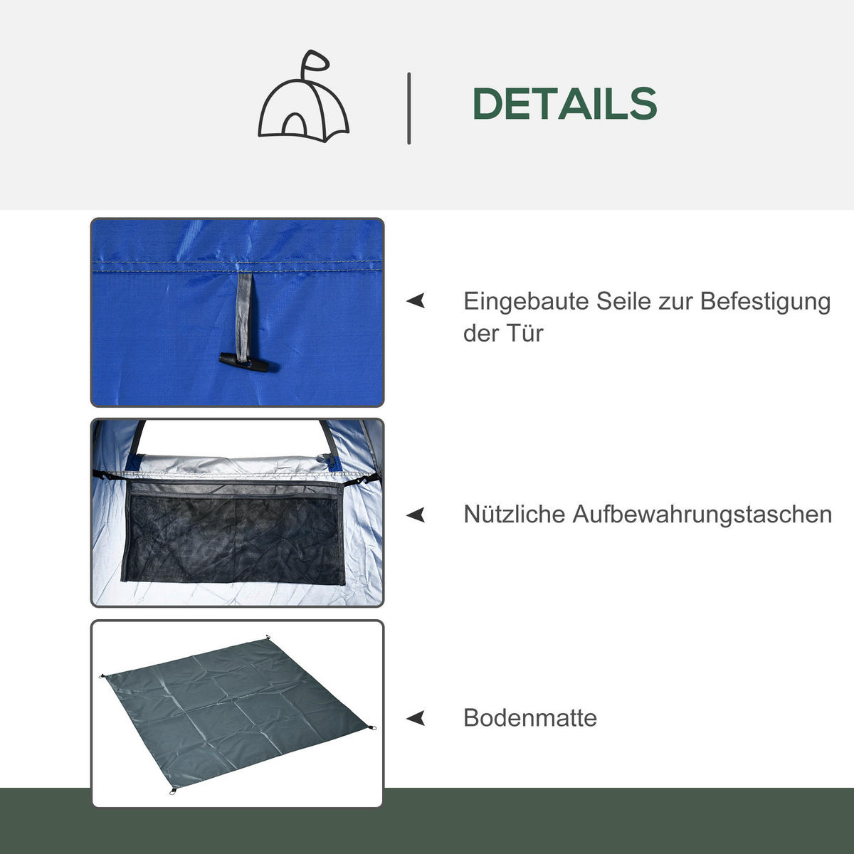 Outsunny Camping-Zubehör blau Polyester B/H/L: ca. 124x126x198 cm Duschzelt - blau (198,00/124,00/126,00cm) - Outsunny