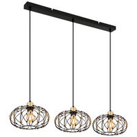 GLOBO Pendelleuchte mattschwarz Metall B/H/T/L: ca. 28x150x95x95 cm E27 3 Brennstellen GREYS - mattschwarz (95,00/28,00/150,00cm) - GLOBO