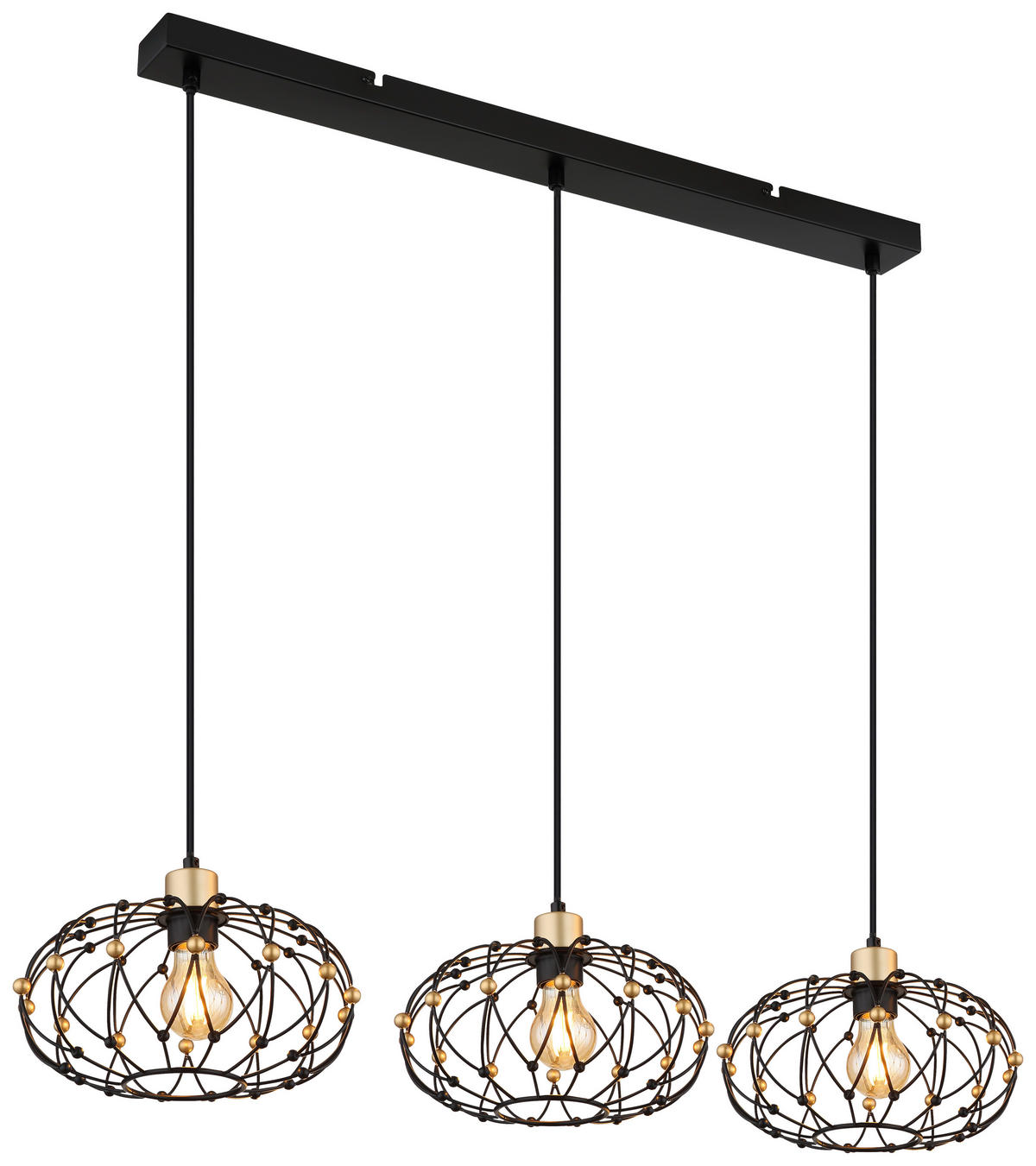 GLOBO Pendelleuchte mattschwarz Metall B/H/T/L: ca. 28x150x95x95 cm E27 3 Brennstellen GREYS - mattschwarz (95,00/28,00/150,00cm) - GLOBO
