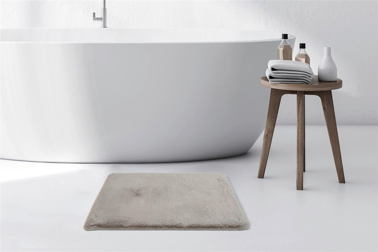 Kayoom Hochflorteppich Badematte Rabbit 325 hellgrau B/H/L: ca. 65x3,5x100 cm Badematte Rabbit 325 - hellgrau (100,00/65,00/3,50cm) - Kayoom