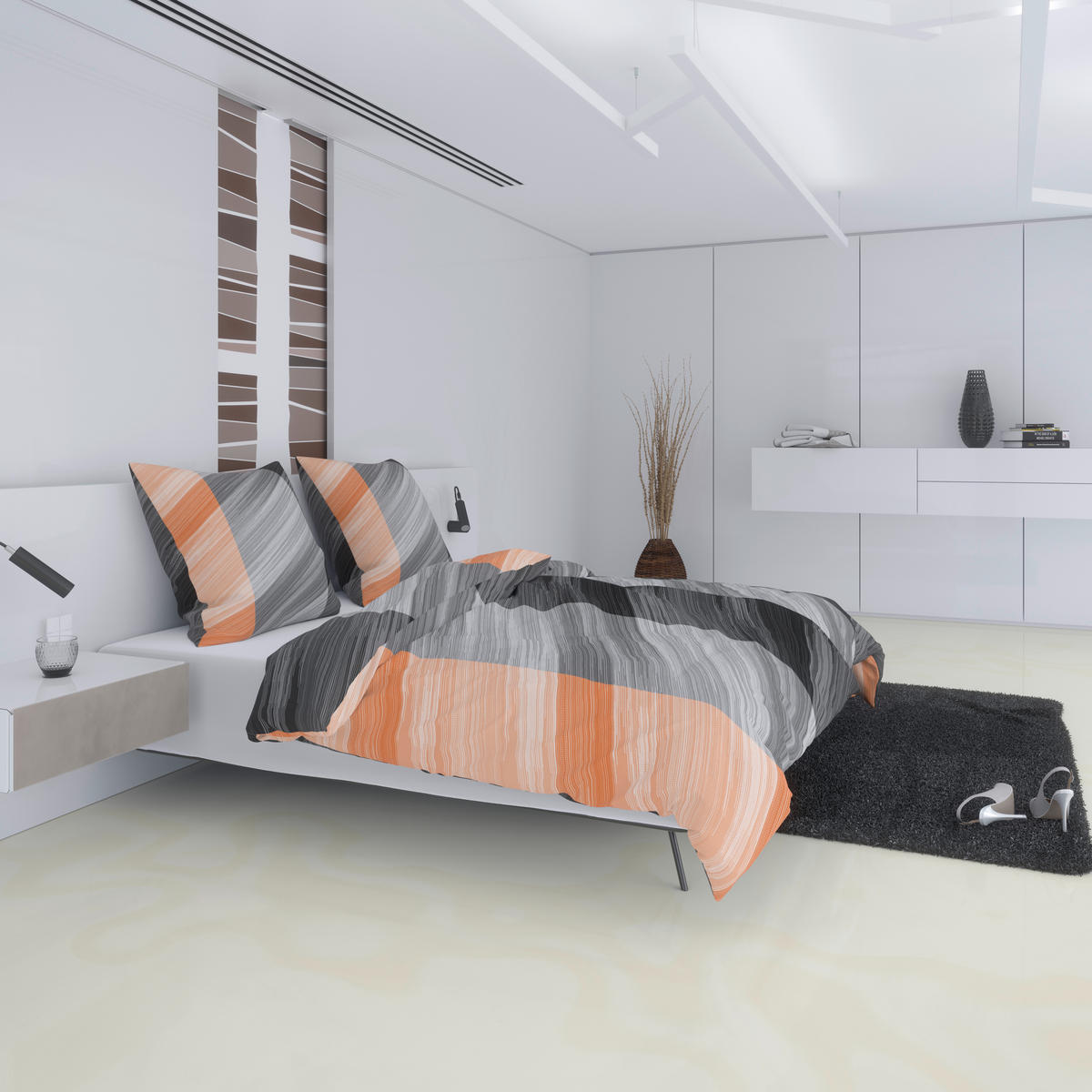 Microfaser Bettwäsche Bettwäsche_Microfaser_Wella - apricot/silber (135,00/200,00cm)