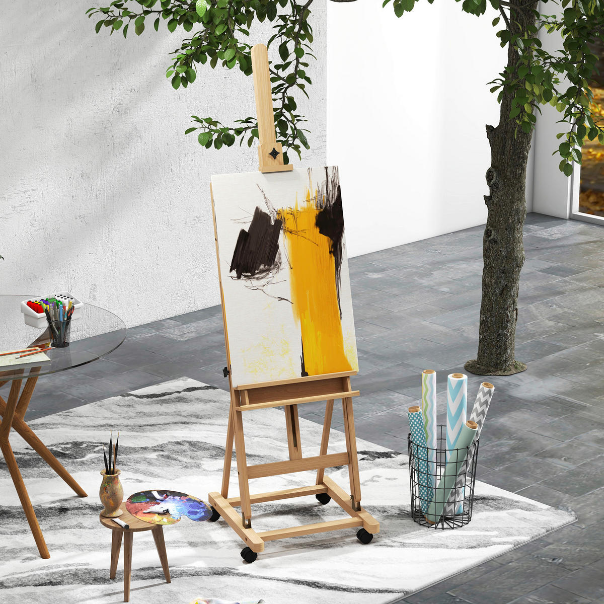 Vinsetto Staffelei natur Buche B/H/L: ca. 53x50,5x238 cm Staffelei - natur (238,00/53,00/50,50cm) - Vinsetto