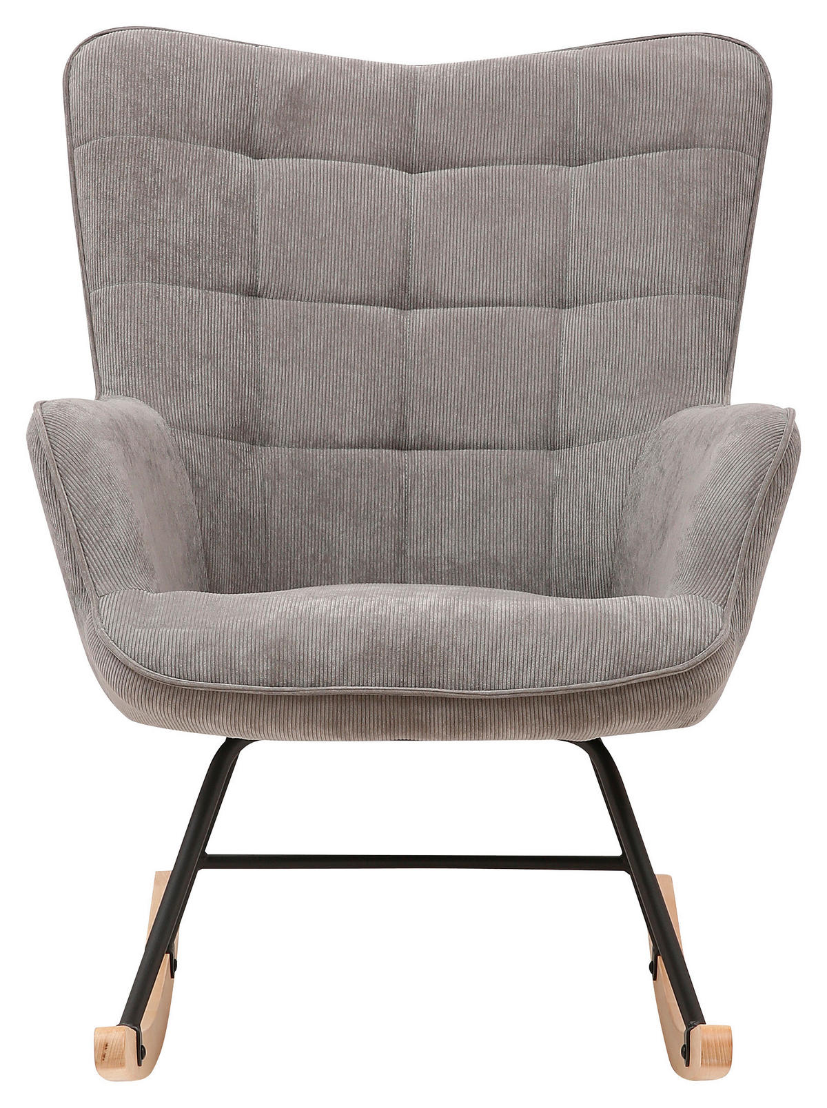 byLIVING Schaukelstuhl RICHIE grau schwarz natur Stoff Metall Buche B/H/T: ca. 72x92x92 cm RICHIE - natur/schwarz (72,00/92,00/92,00cm) - byLIVING