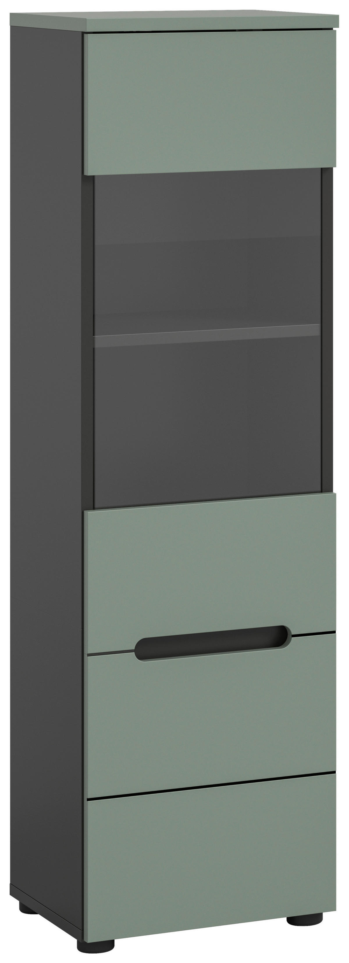 Vitrine Canu grün basaltgrau Nachbildung B/H/T: ca. 36x125x33 cm Canu - basaltgrau/grün (36,00/125,00/33,00cm) - xonox.home