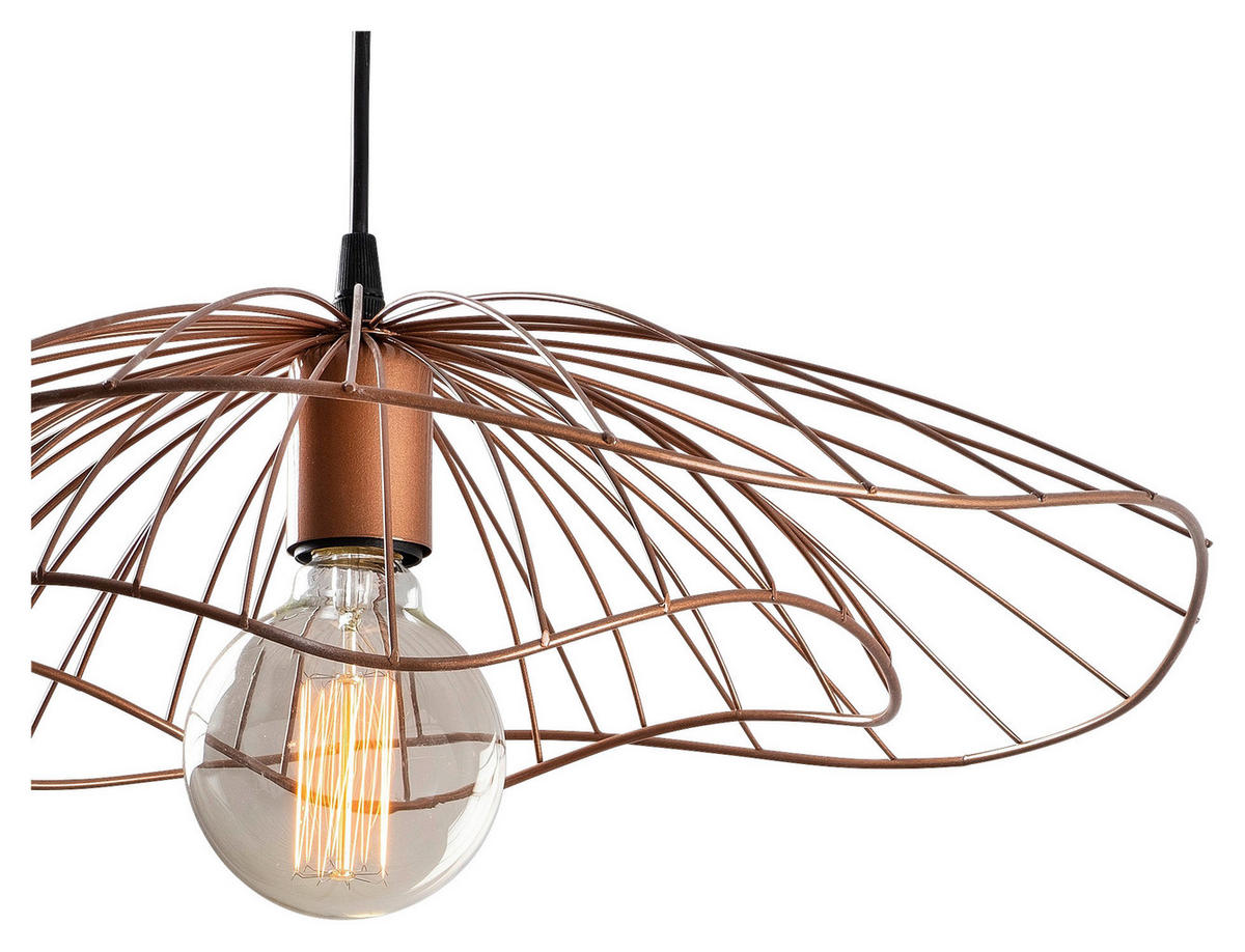 Opviq Pendelleuchte Tel Kupfer Metall B/H/T/L/D: ca. 50x111x50x50x50 cm E27 1 Brennstellen Tel - Kupfer (50,00/50,00/111,00cm) - Opviq