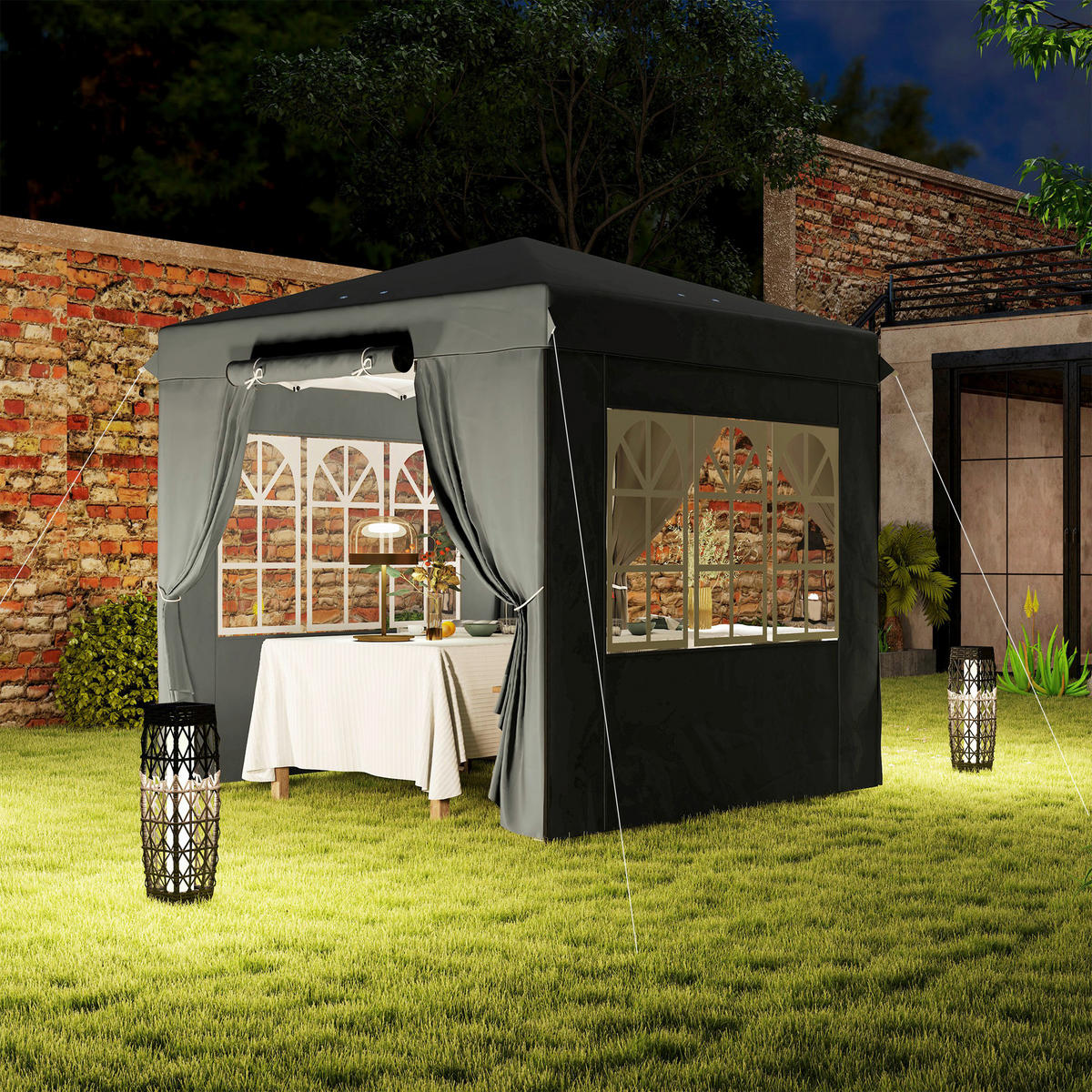 Outsunny Pavillon dunkelgrau Metall B/H/L: ca. 250x268x250 cm Pavillon - dunkelgrau (250,00/250,00/268,00cm) - Outsunny