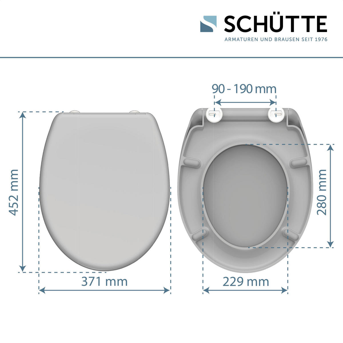 WC-Sitz GREY grau Duroplast B/H/T: ca. 37,5x5,5x45 cm GREY - grau (37,50/5,50/45,00cm) - SCHÜTTE