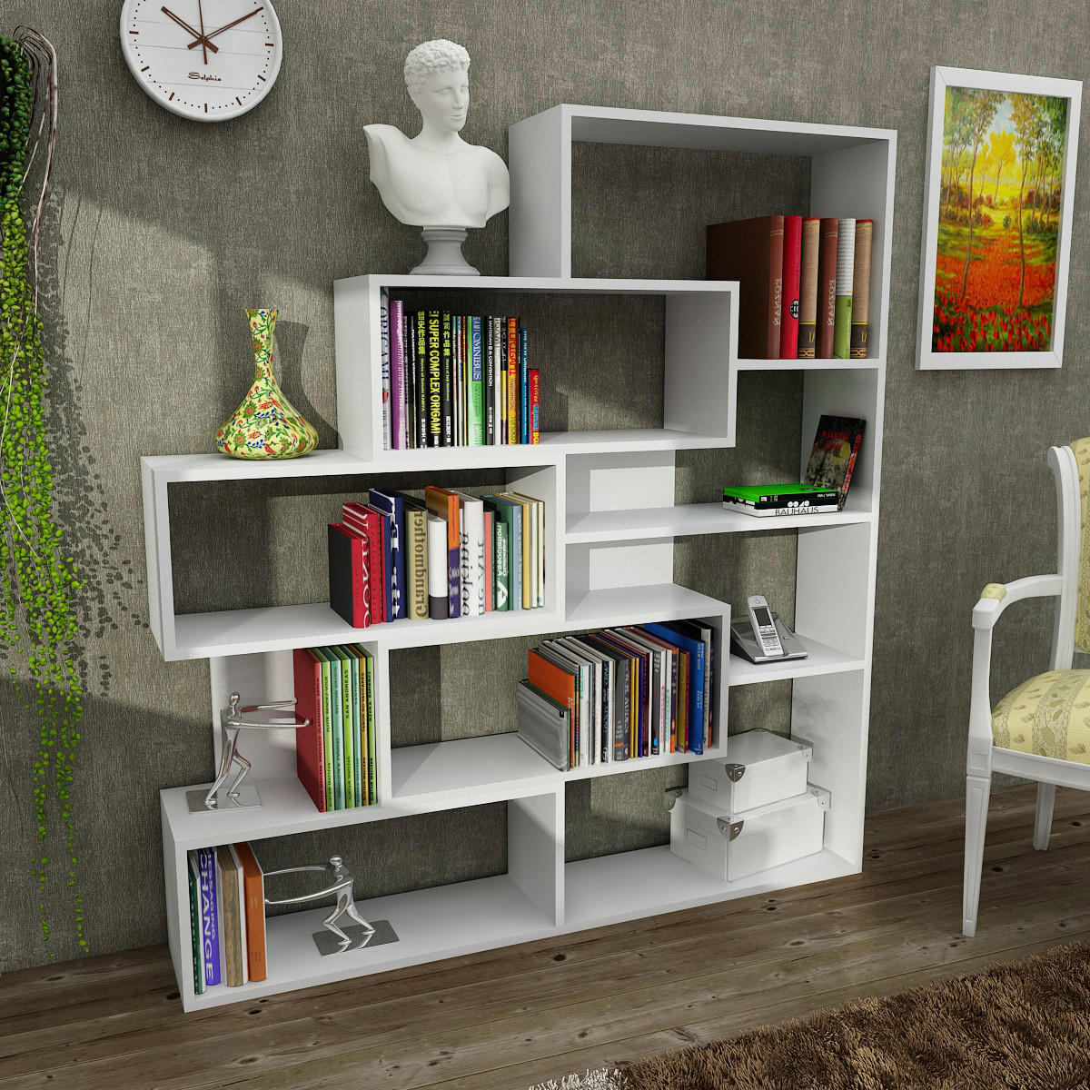 Regal Marla weiß B/H/T: ca. 139x151x22 cm Marla - weiß (139,00/151,00/22,00cm) - moebel17