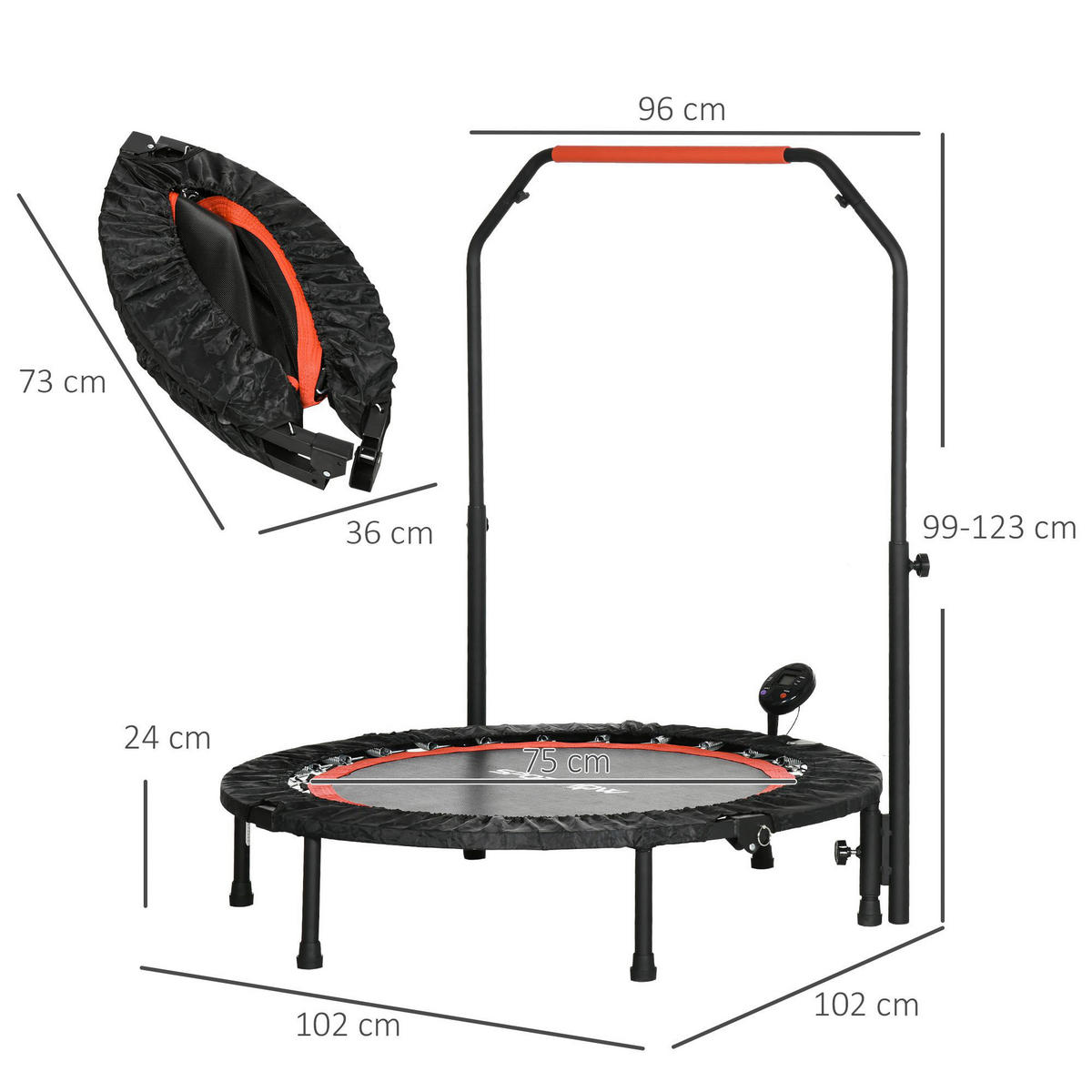 SPORTNOW Trampolin rot Nylon B/H/L: ca. 102x123x102 cm Trampolin - rot/schwarz (102,00/102,00/123,00cm) - SPORTNOW