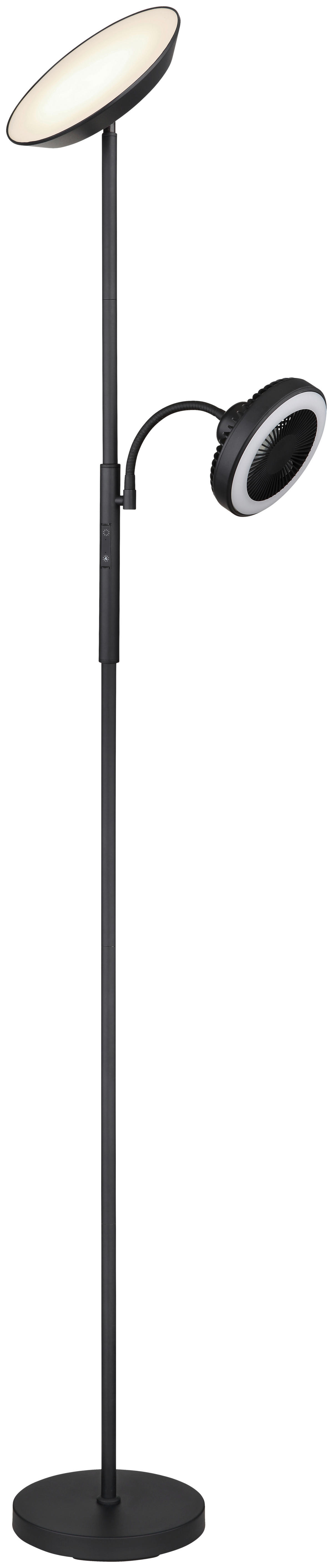 GLOBO Deckenfluter mattschwarz Chrom Metall Kunststoff B/H/T: ca. 25x178x33,7 cm DAVYD - Chrom/mattschwarz (25,00/178,00/33,70cm) - GLOBO