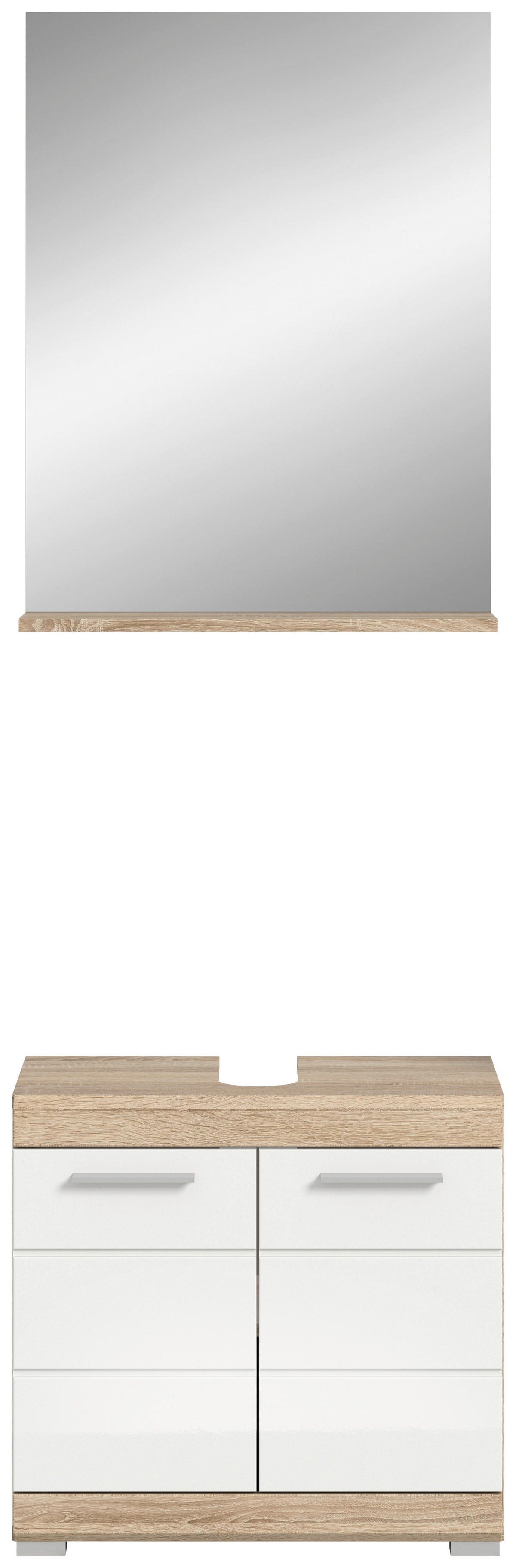 Badezimmer-Set Lambada Eiche Sonoma Nachbildung weiß Hochglanz B/H/T: ca. 60x191x34 cm Lambada - Eiche/weiß (60,00/191,00/34,00cm) - xonox.home