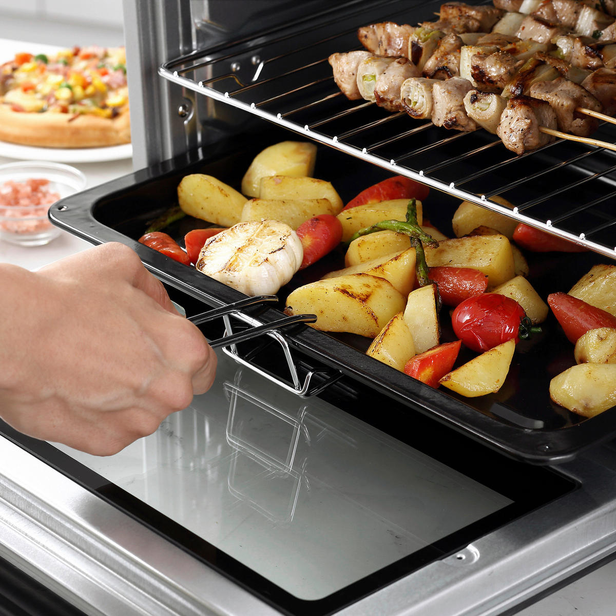 HOMCOM Küchengerät 800-087SR silber Polypropylen B/H/L: ca. 38,1x52,2x33,5 cm Minibackofen - silber (33,50/38,10/52,20cm) - HOMCOM